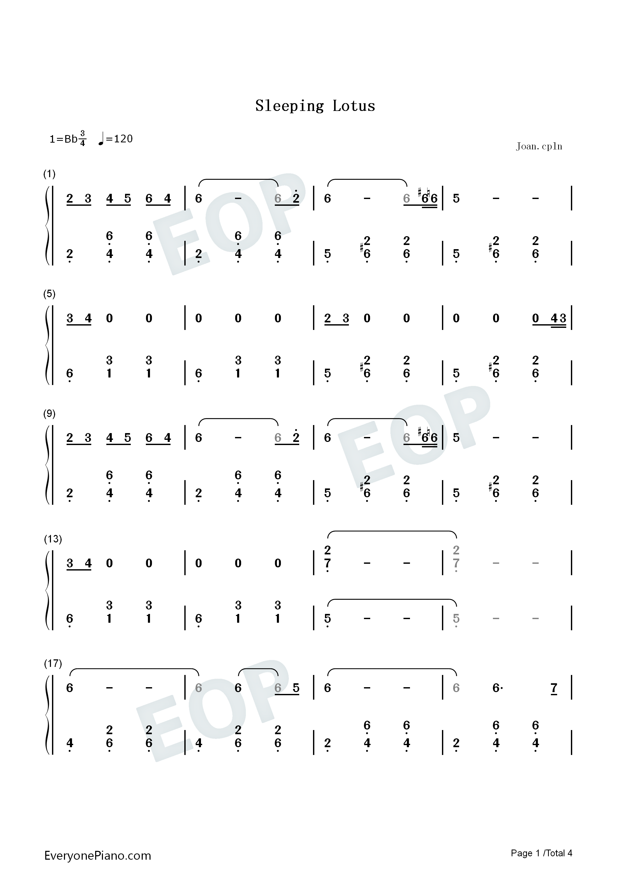 Sleeping_Lotus钢琴简谱_Joep_Beving演唱