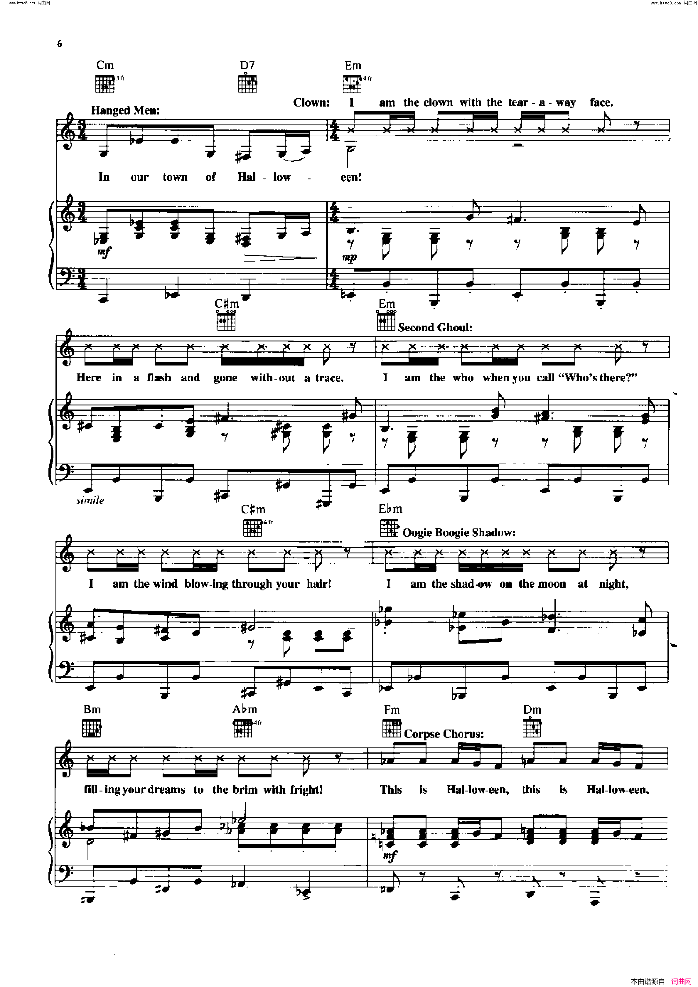 This_Is_Halloween___Panic_at_the_Disco歌曲_人声吉他钢琴谱简谱