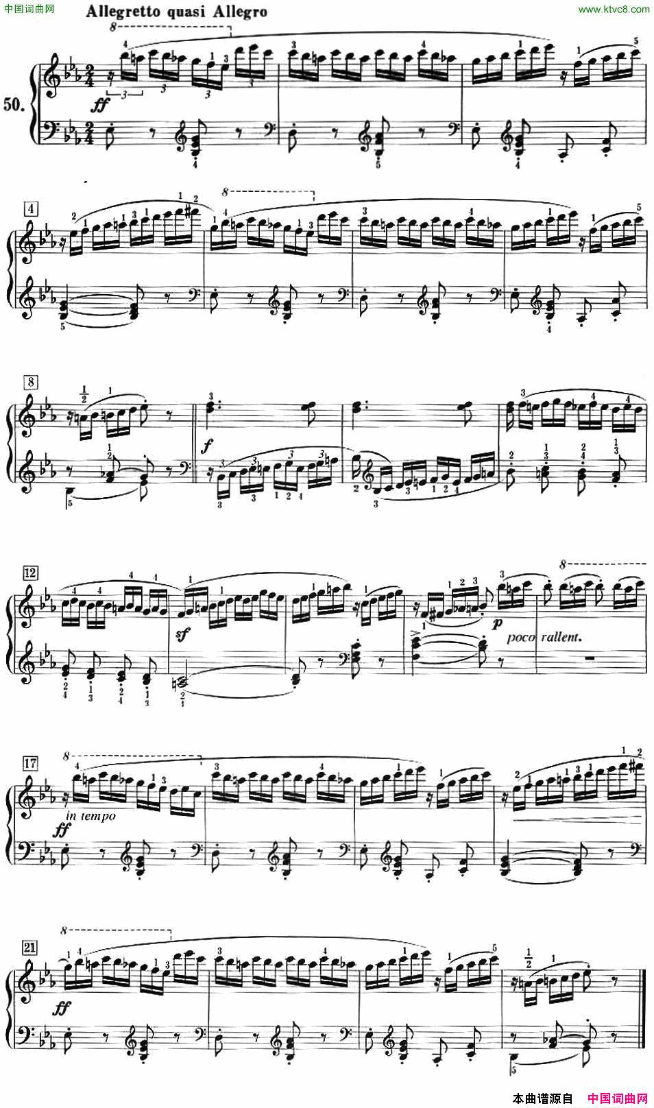 50首莱蒙钢琴练习曲作品37NO.5050首莱蒙钢琴练习曲_作品37NO.50简谱