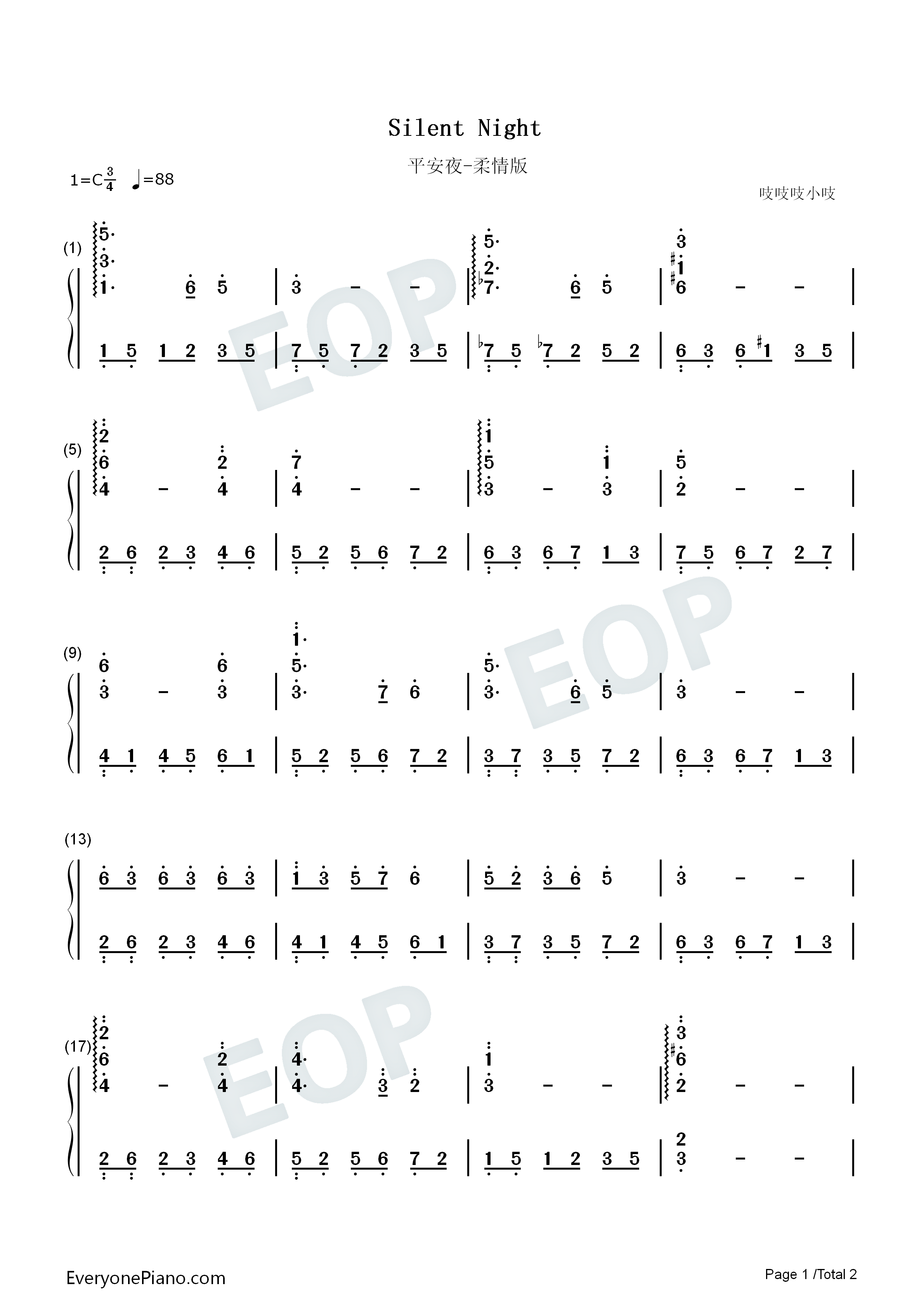 平安夜钢琴简谱_Franz_Xaver_Gruber演唱