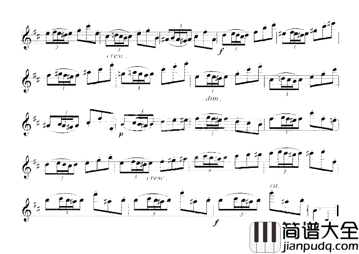 [俄]罗查诺夫单簧管练习曲五简谱