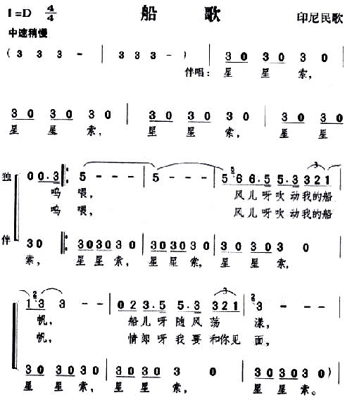 船歌印尼民歌__邓丽君简谱