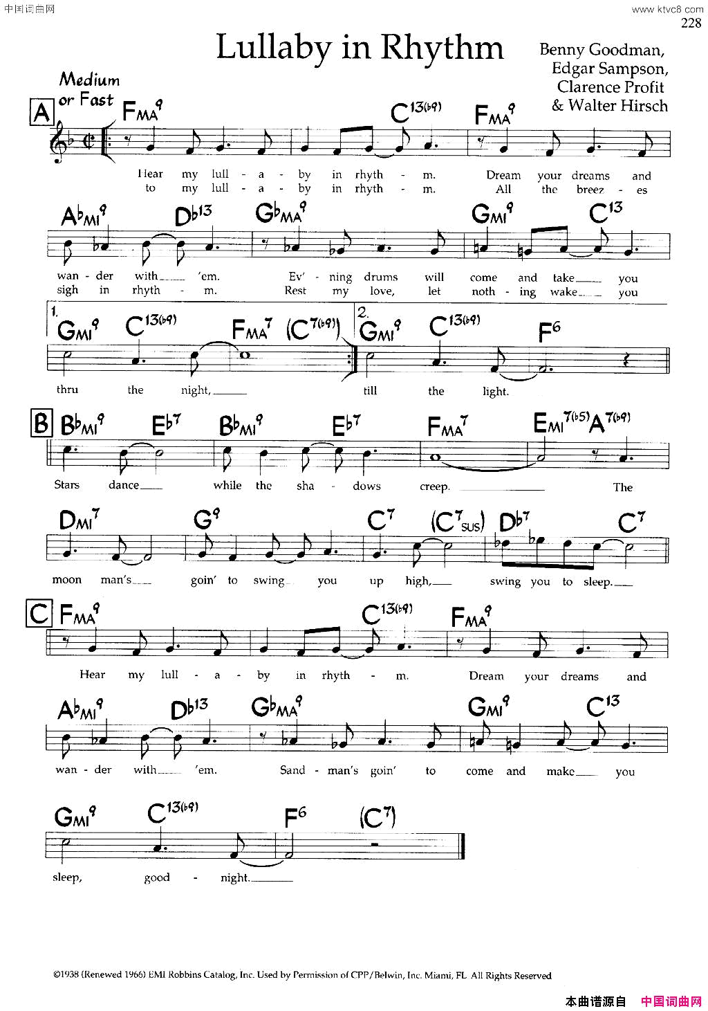 LullabyinRhythm带和弦五线谱Lullaby_in_Rhythm带和弦五线谱简谱