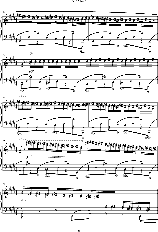 肖邦练习曲Op.25No.6简谱_肖邦演唱