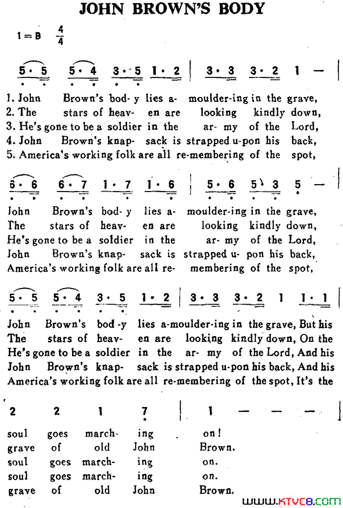 [美]JOHNBROWN’SBODY约翰·布朗的遗体[美]JOHN_BROWN’S_BODY约翰·布朗的遗体简谱
