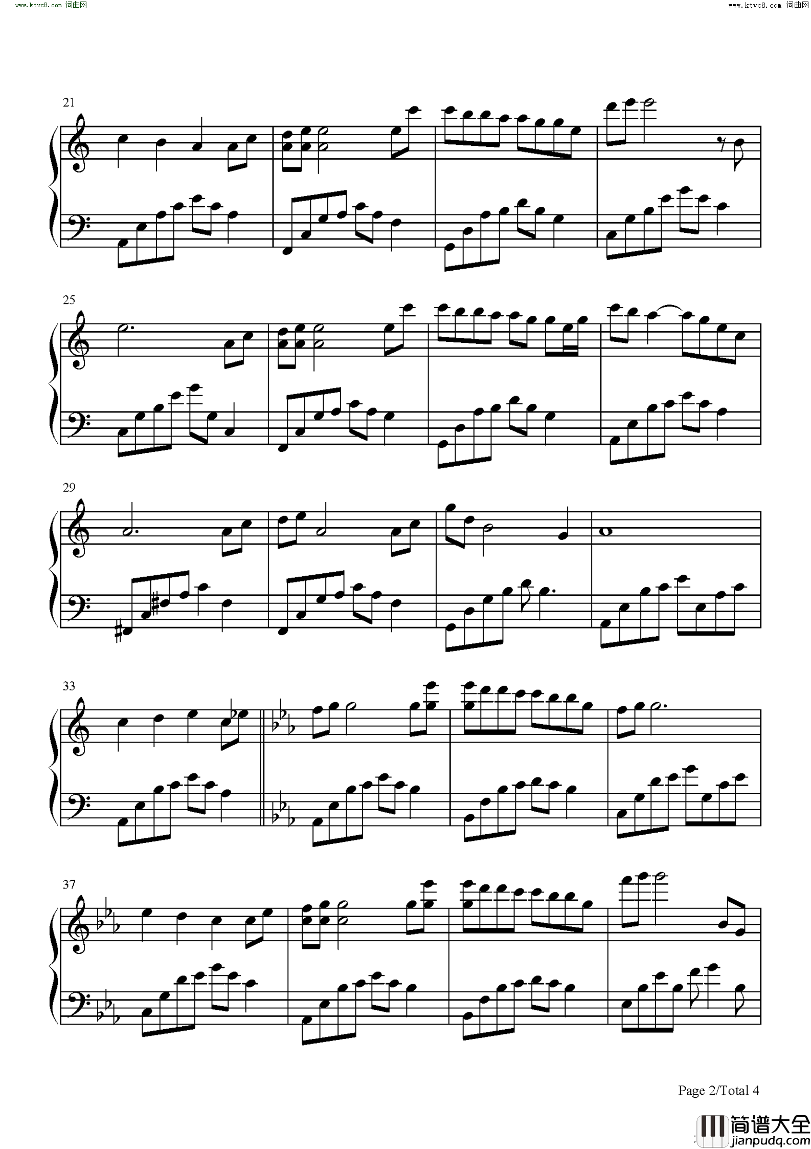 无言的告别夜的钢琴曲Ⅳ简谱
