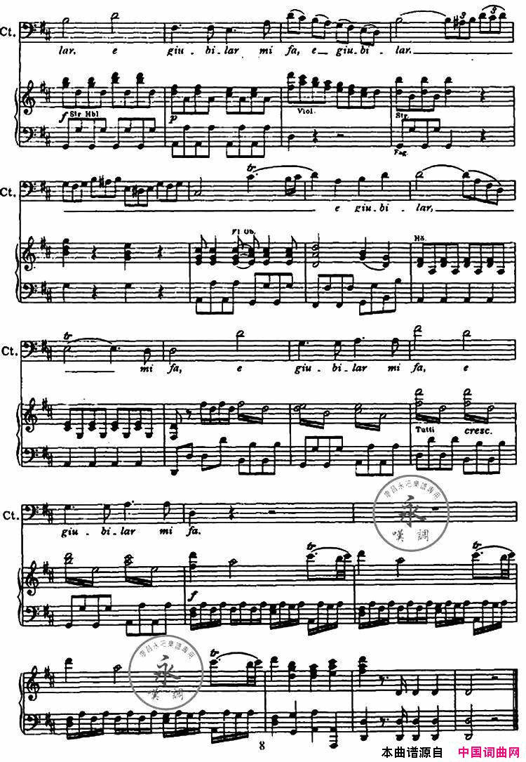 你赢得了诉讼选自歌剧_费加罗婚礼_简谱_廖昌永演唱_作曲：莫扎特词曲