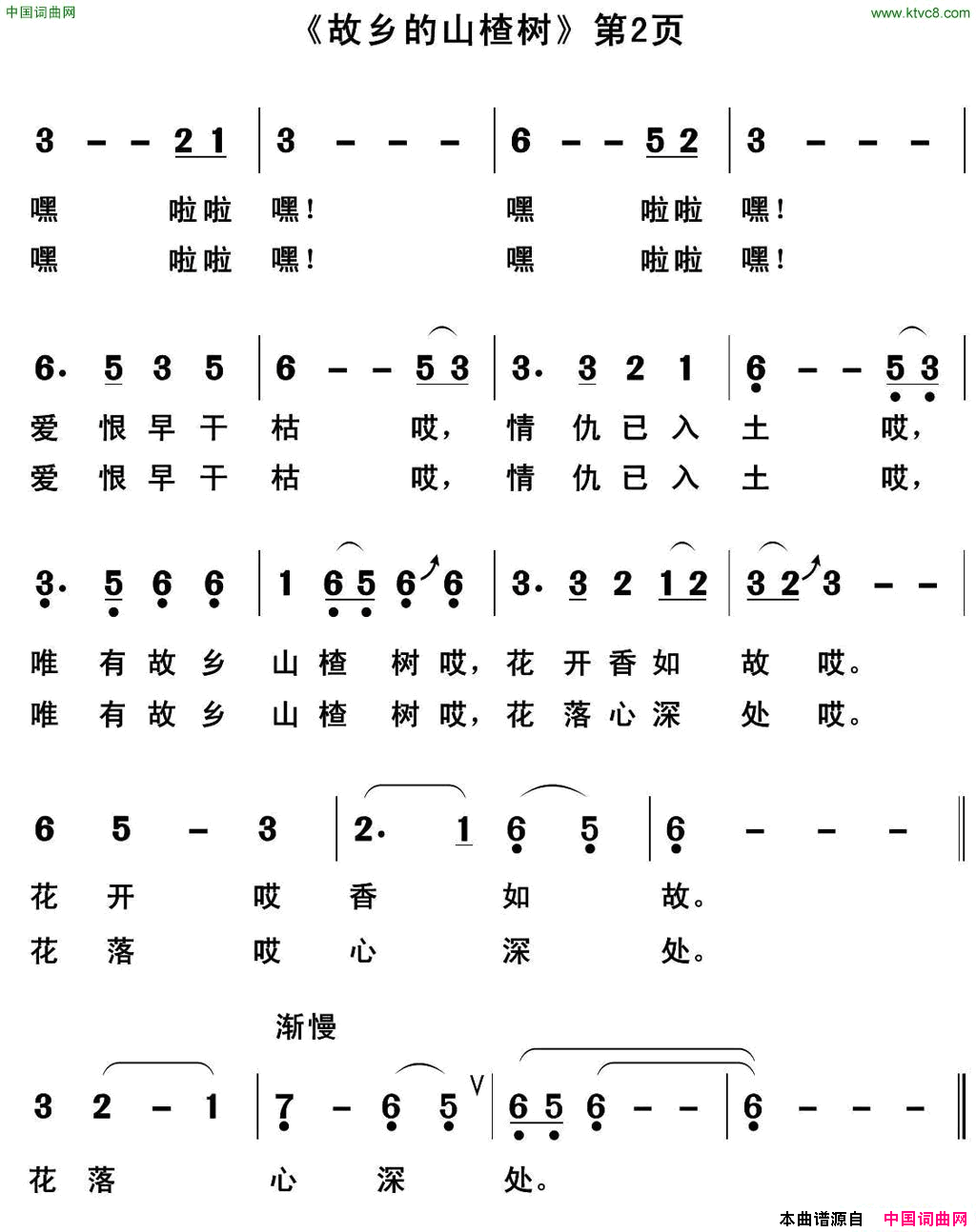 故乡的山楂树李良词郭克光曲故乡的山楂树李良词_郭克光曲简谱