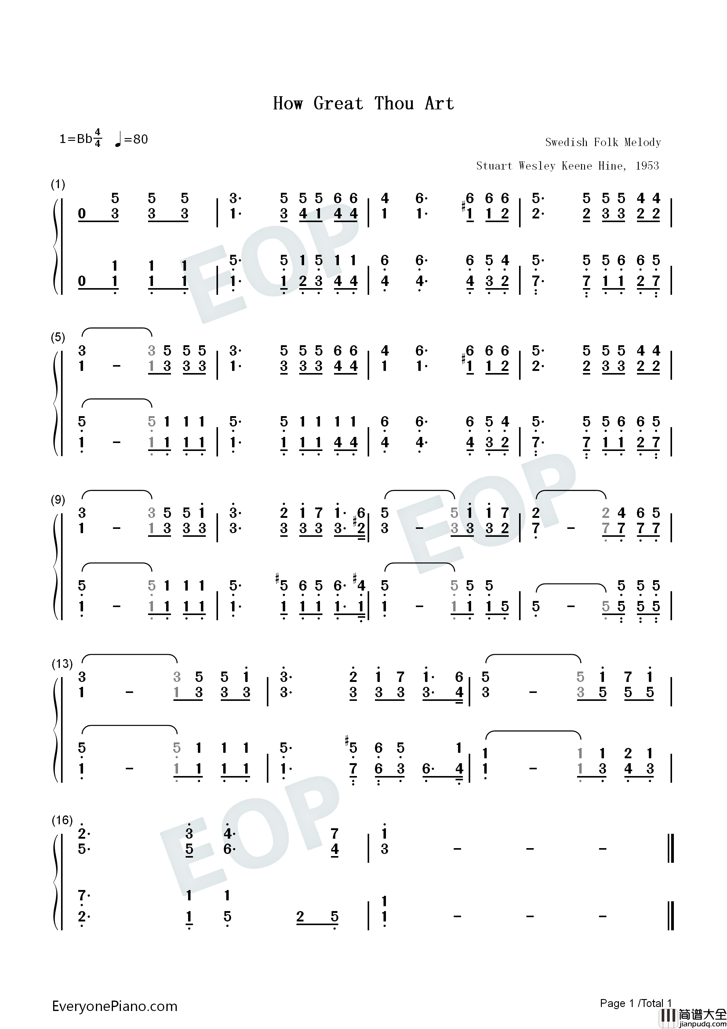 How_Great_Thou_Art钢琴简谱_Carl_Boberg演唱