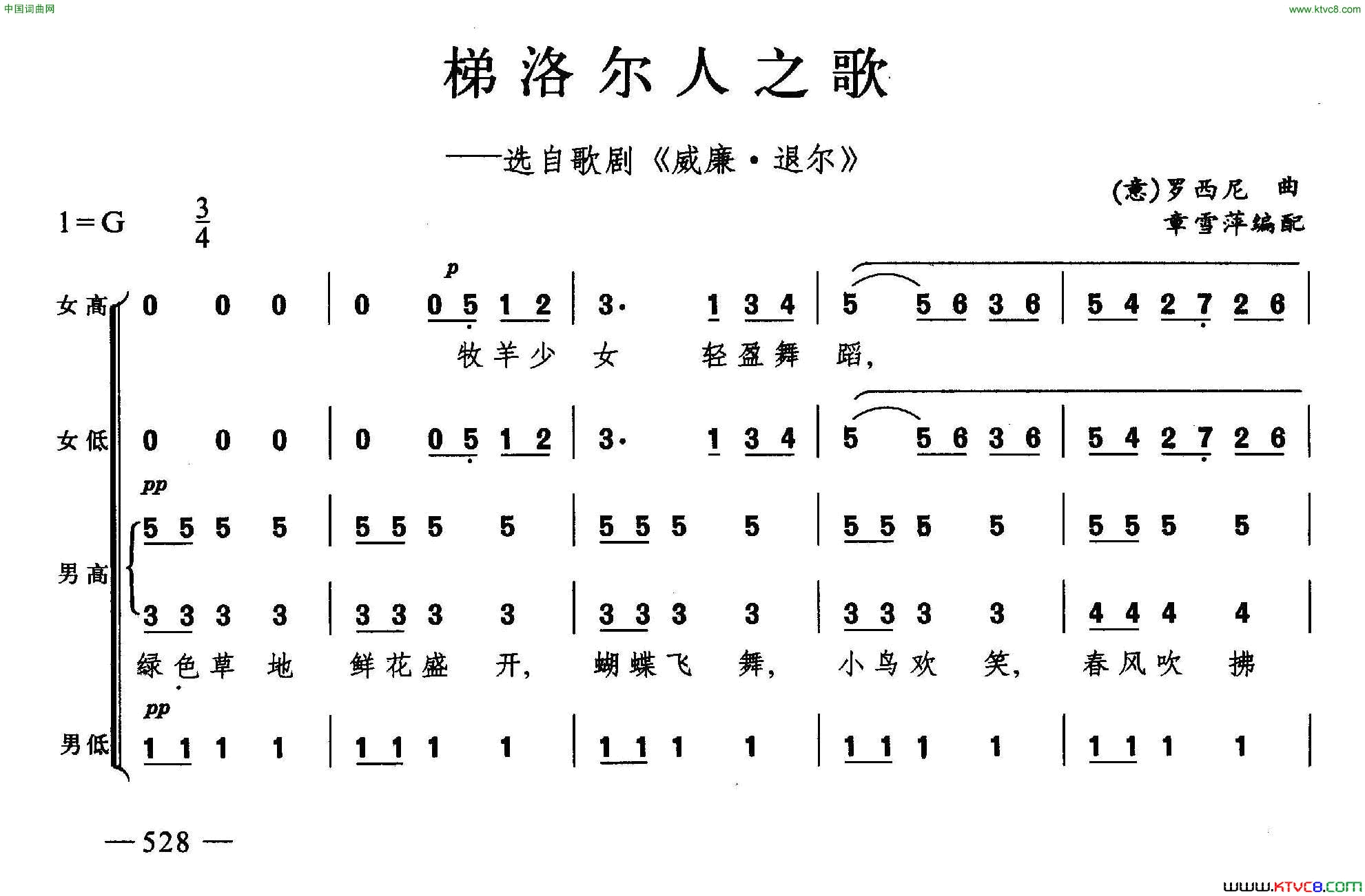 梯洛尔人之歌合唱简谱