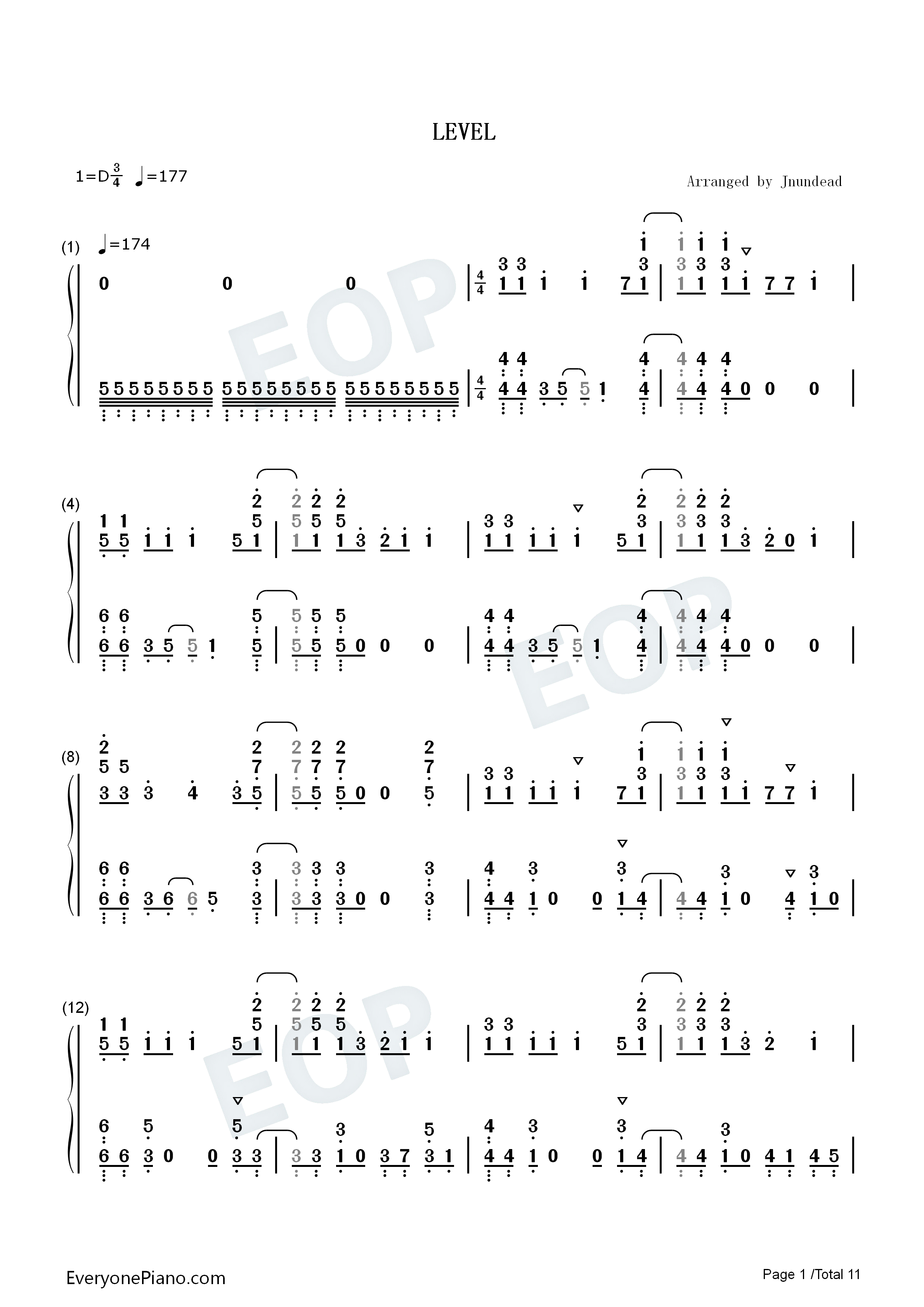 LEVEL钢琴简谱_やなぎなぎ_THE_SIXTH_LIE演唱