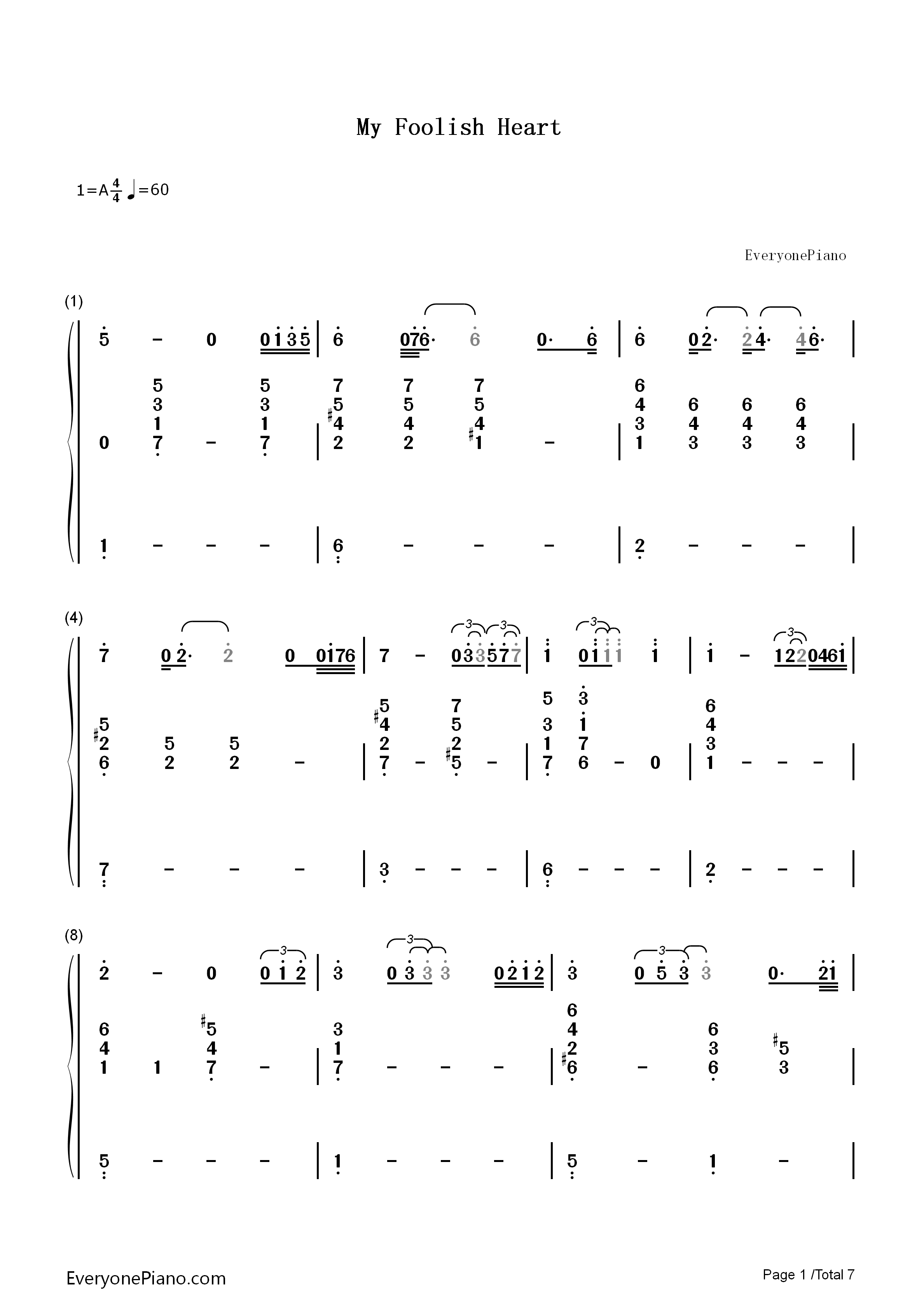 My_Foolish_Heart钢琴简谱_Bill_Evans演唱