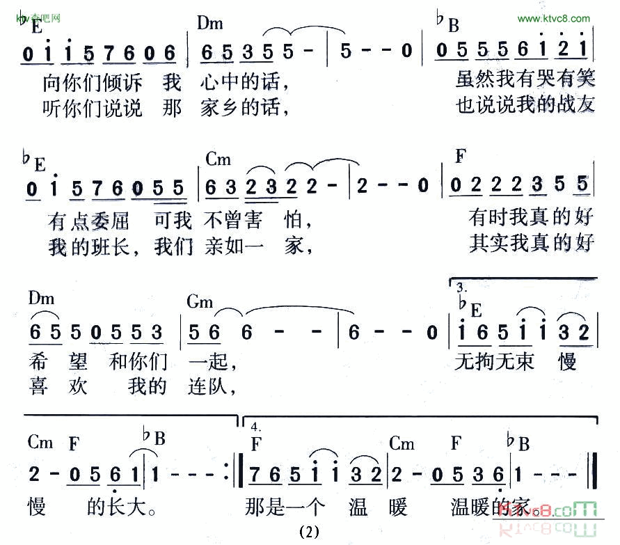 打个电话小曾词曲简谱_女兵三人组演唱