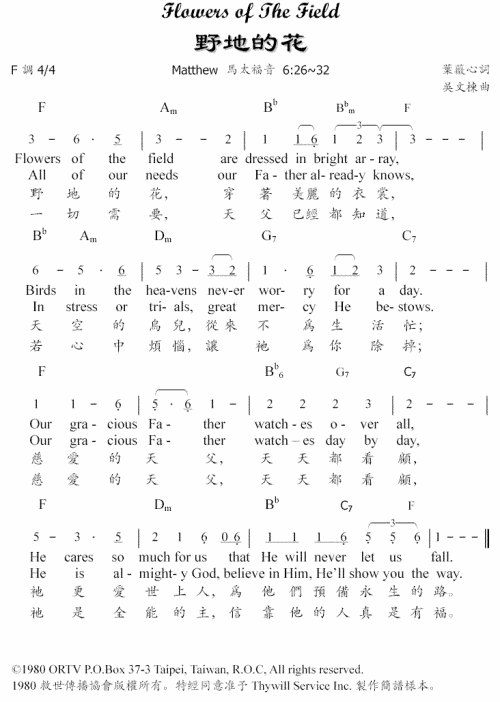 绿地的野花简谱