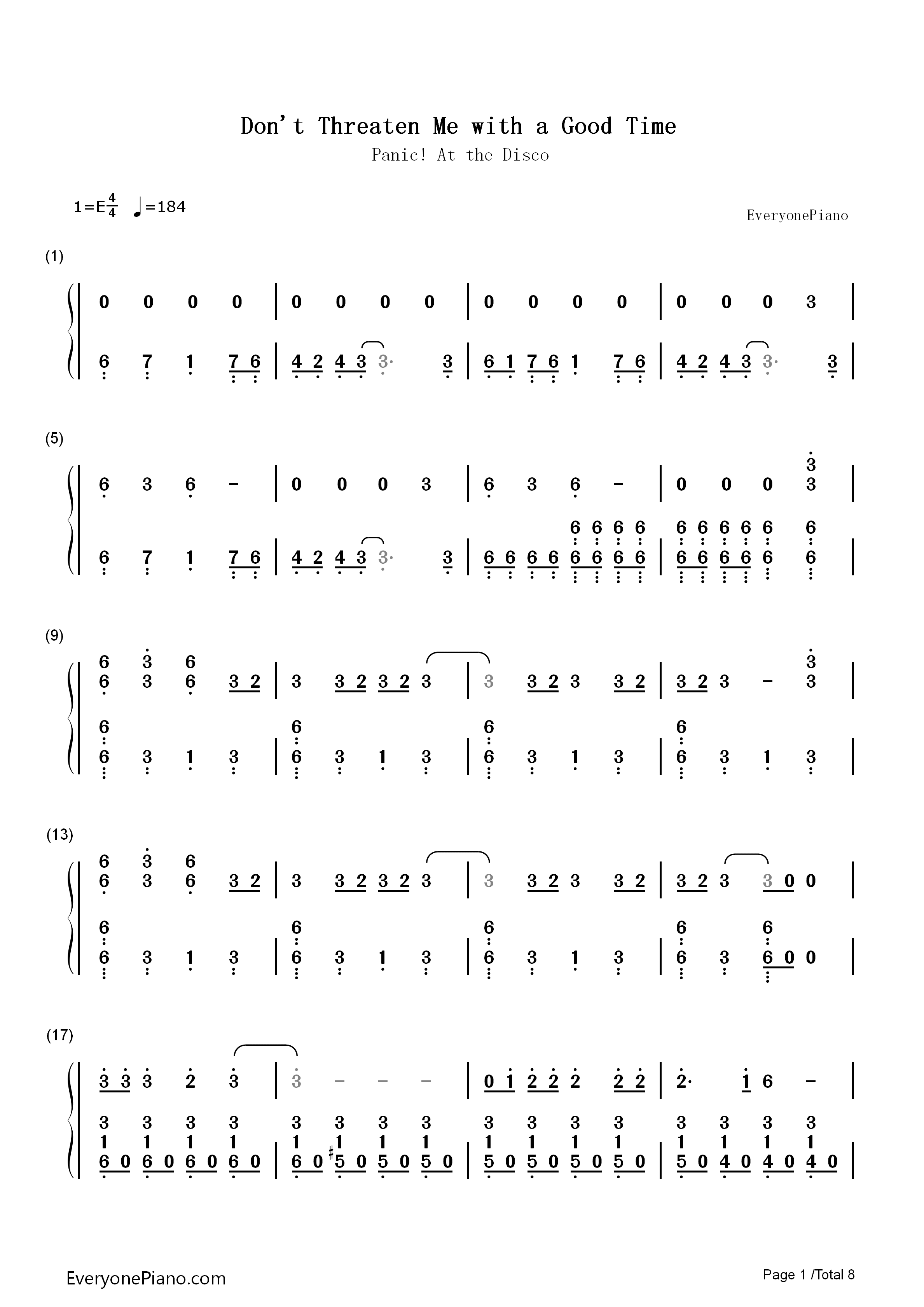 Don't_Threaten_Me_with_a_Good_Time钢琴简谱_Panic_at_the_Disco演唱