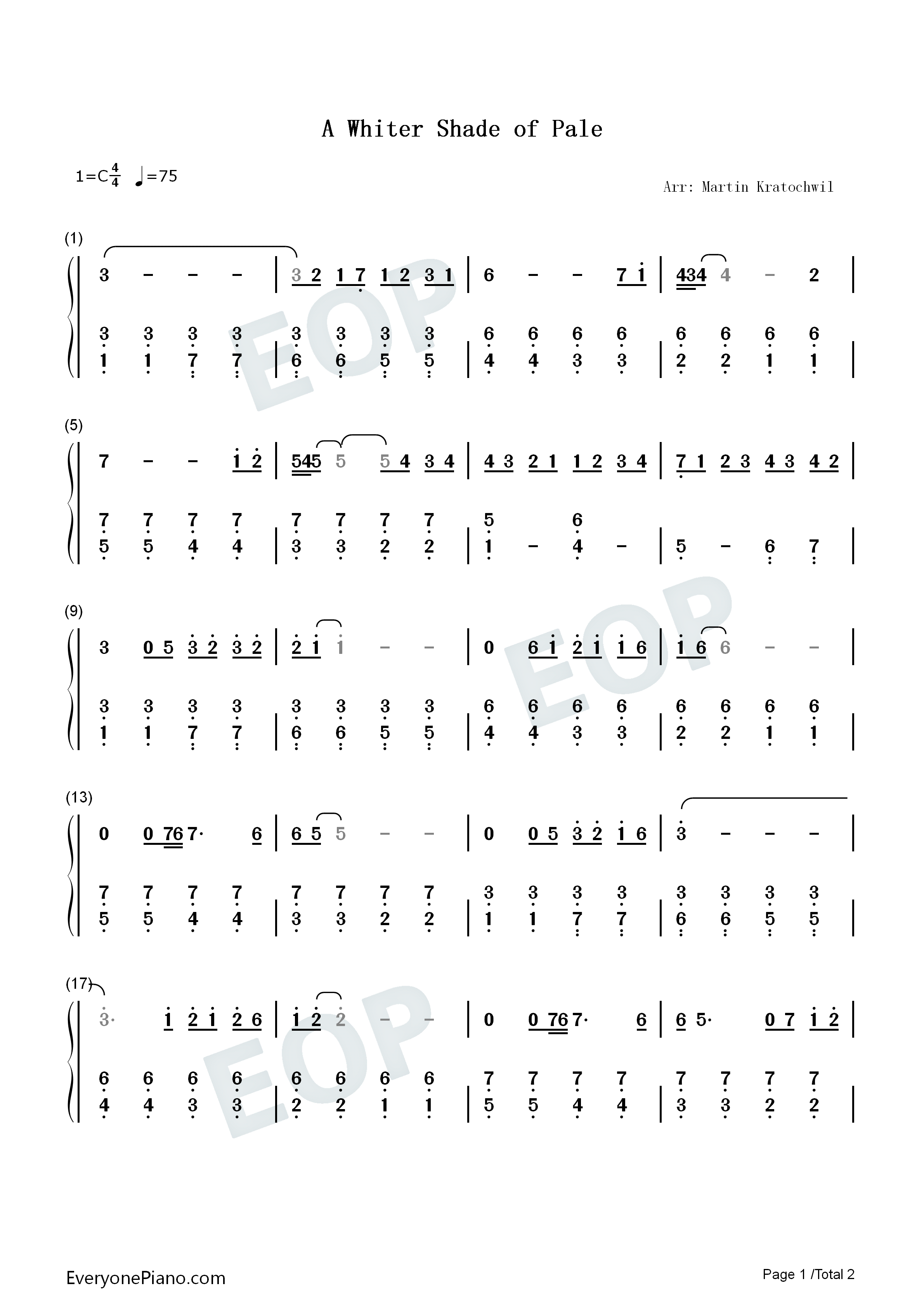 A_Whiter_Shade_of_Pale钢琴简谱_Procol_Harum演唱