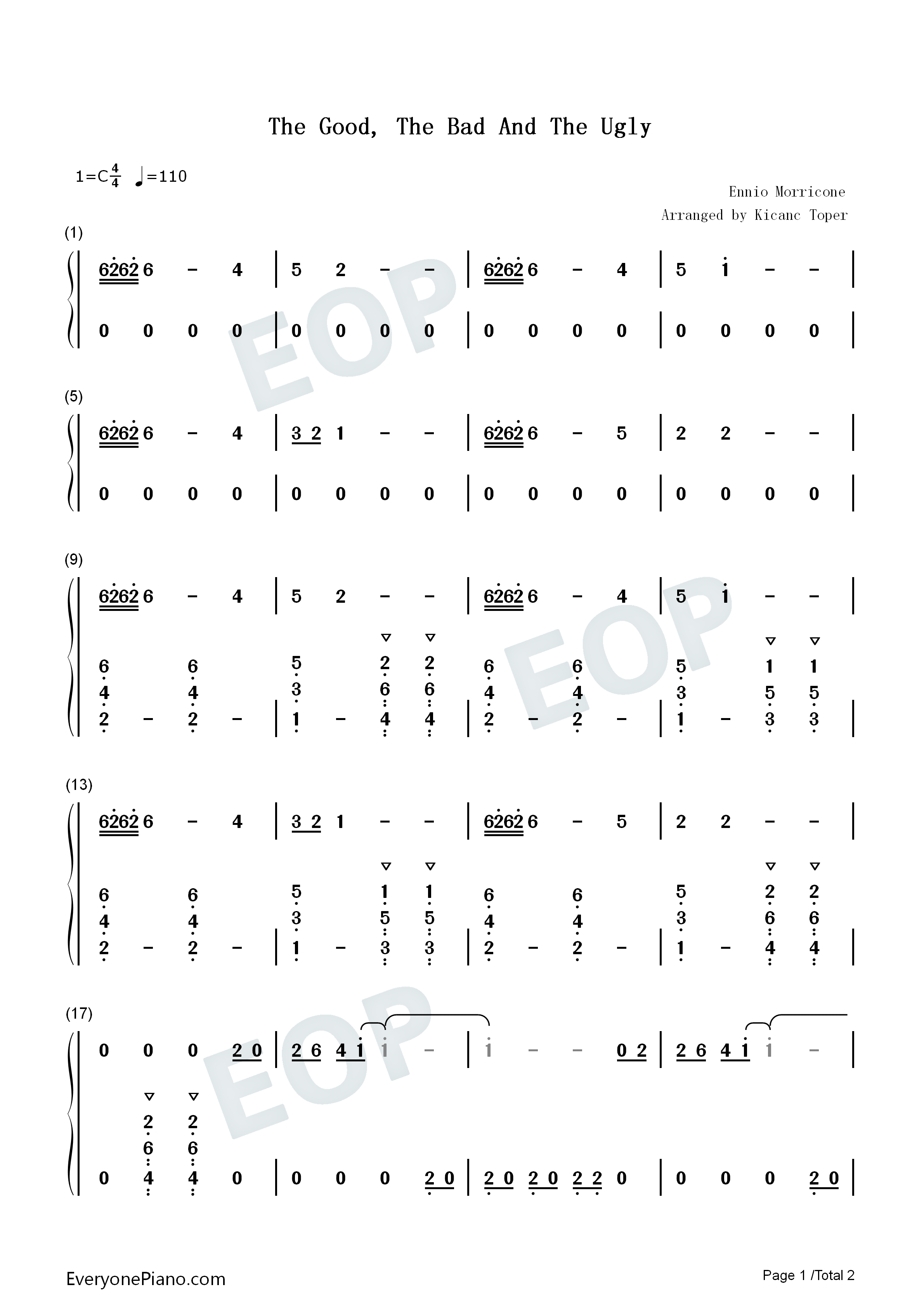 The_Good_the_Bad_and_the_Ugly钢琴简谱_Ennio_Morricone演唱