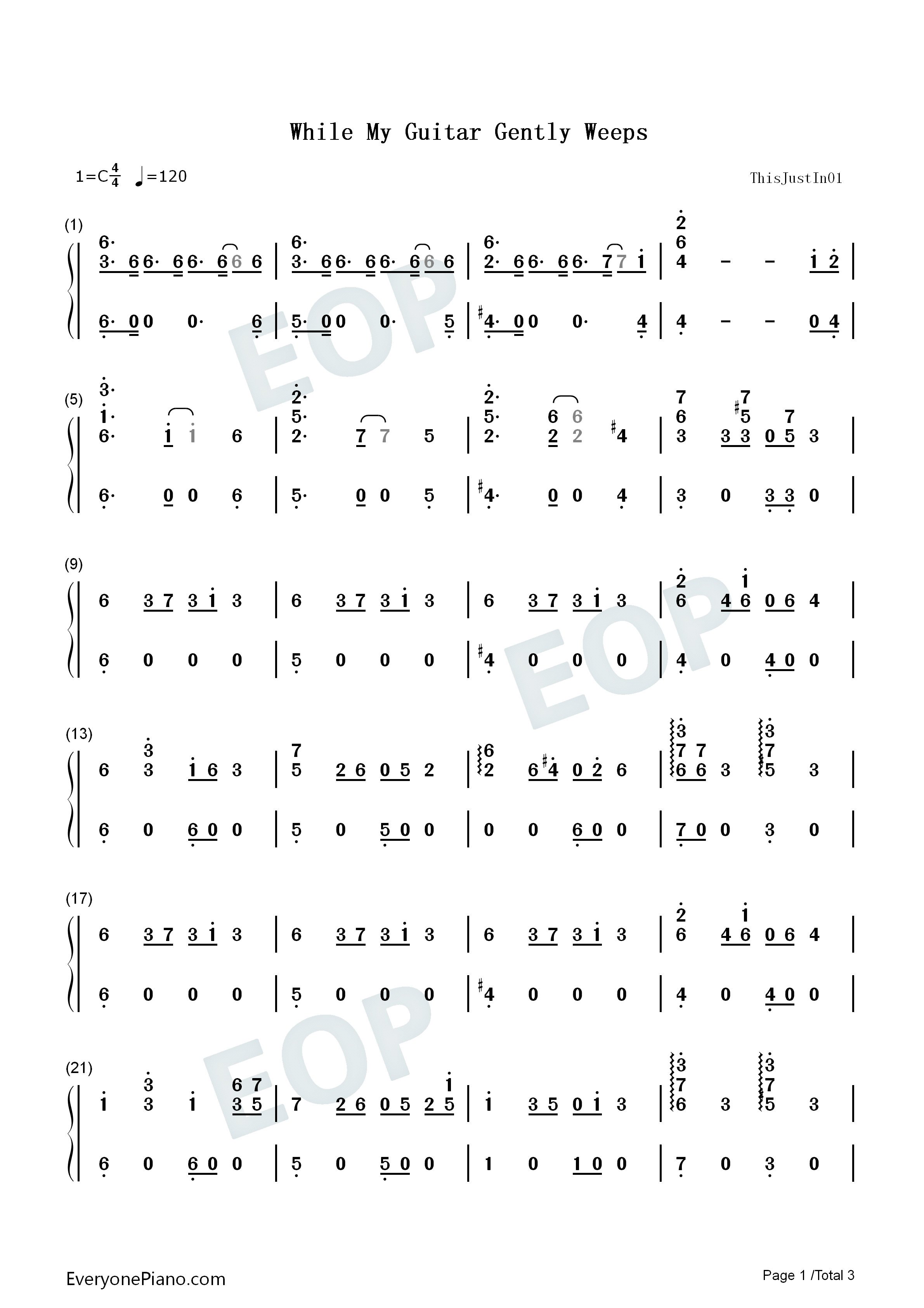 While_My_Guitar_Gently_Weeps钢琴简谱_The_Beatles演唱