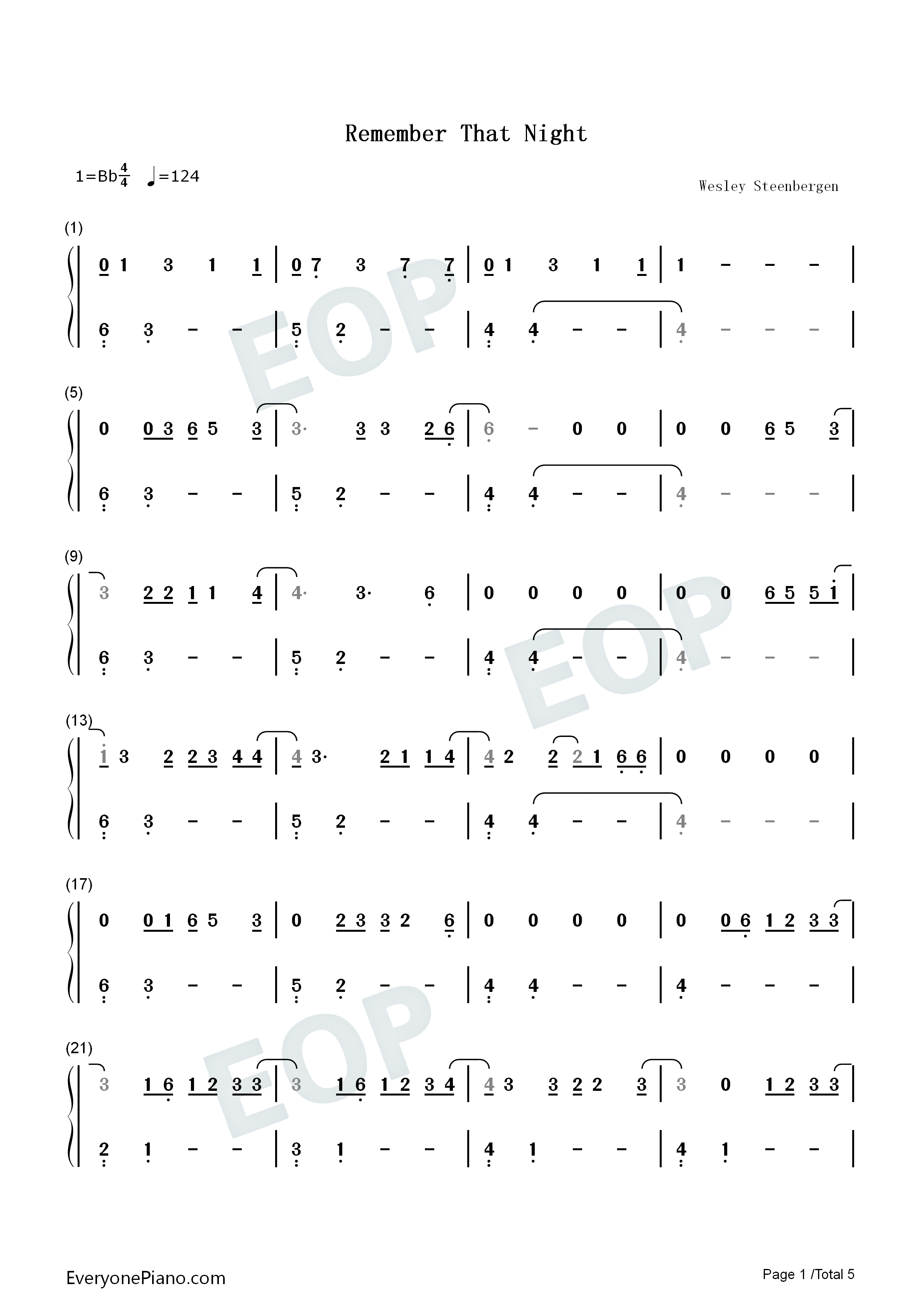 Remember_That_Night钢琴简谱_Sara_Kays演唱