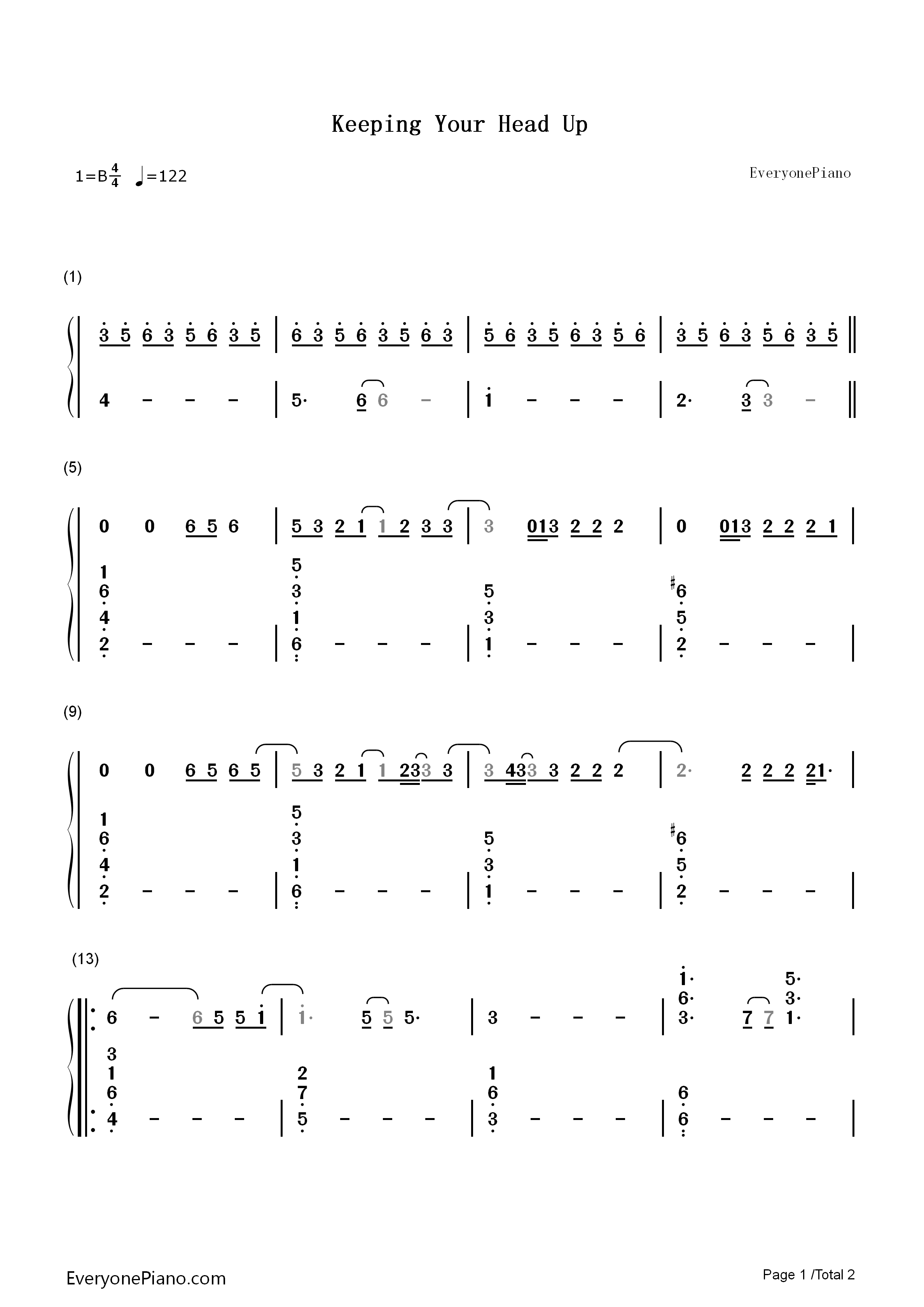 Keeping_Your_Head_Up钢琴简谱_Birdy演唱