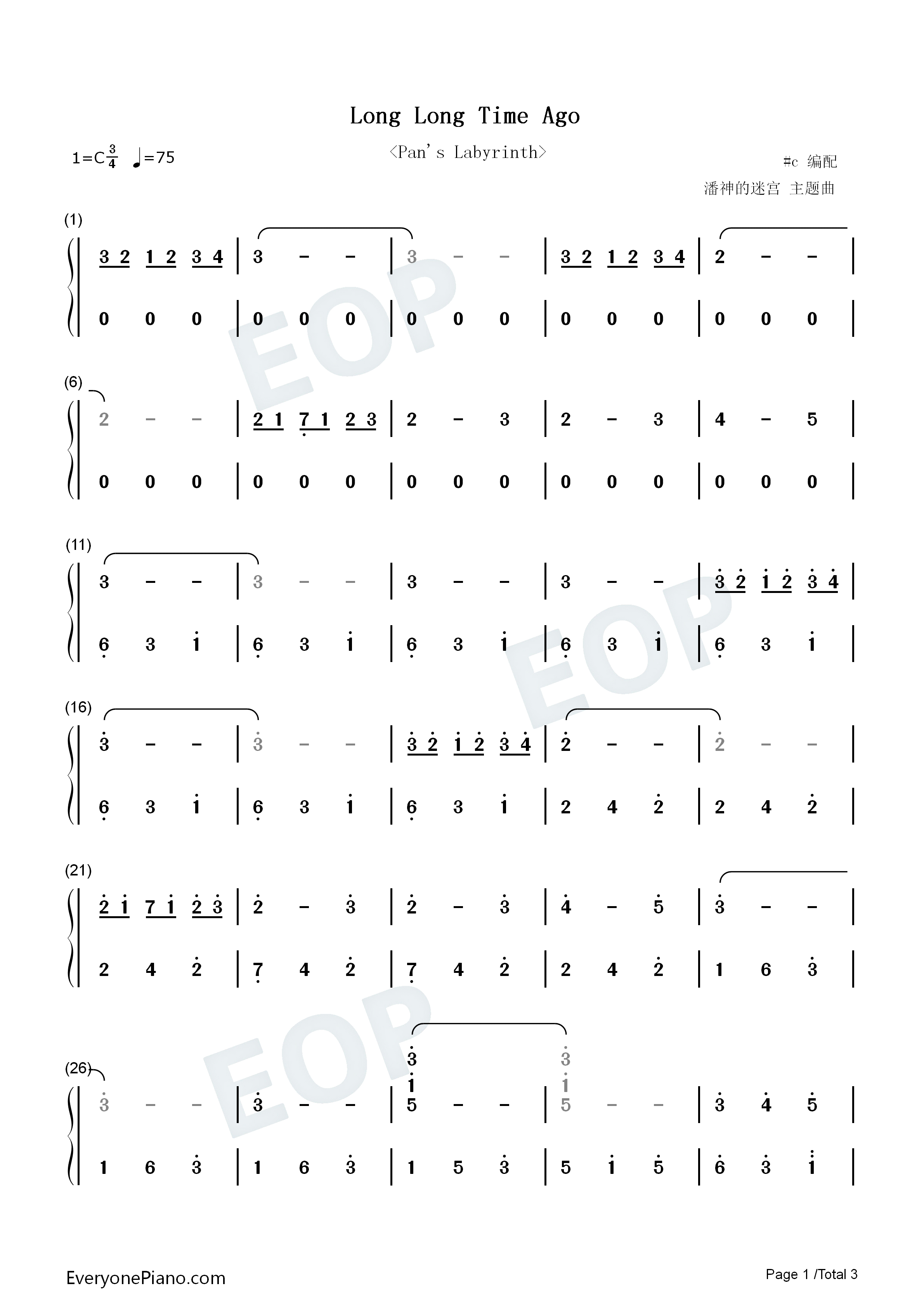 Long_Long_Time_Ago钢琴简谱_Javier_Navarrete演唱
