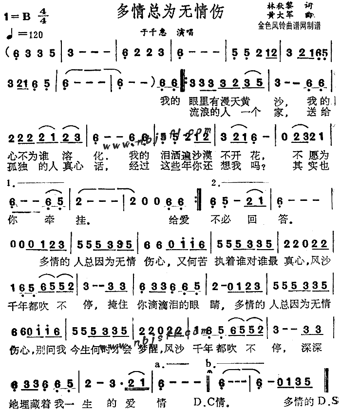 多情总为无情伤简谱_费玉清演唱
