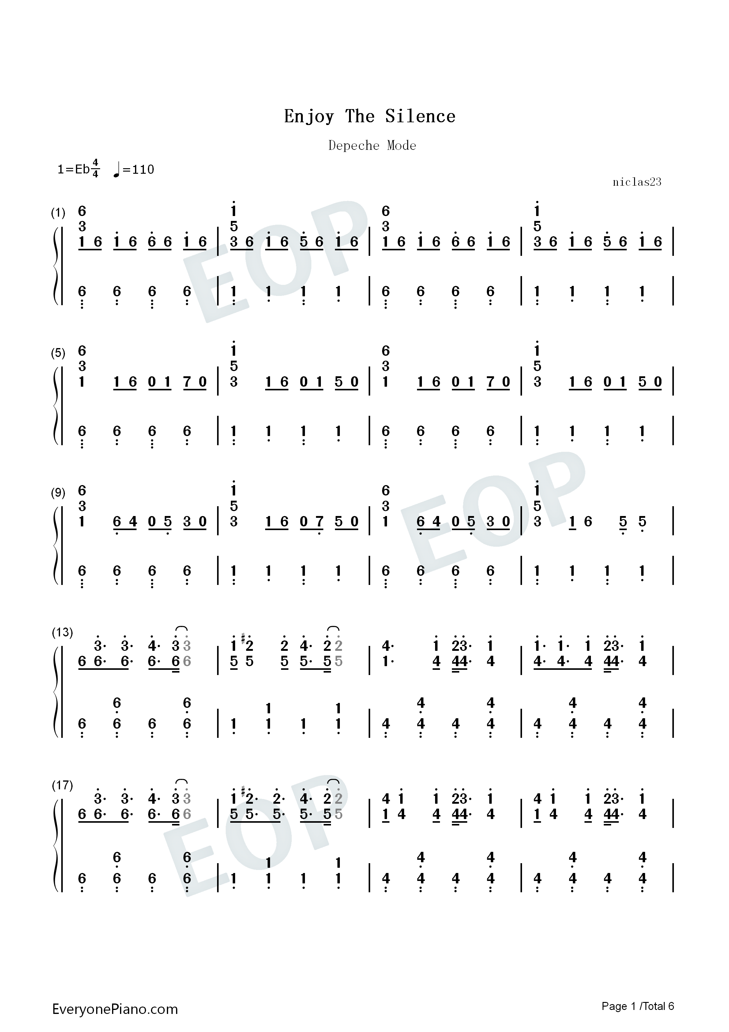 Enjoy_the_Silence钢琴简谱_Depeche_Mode演唱