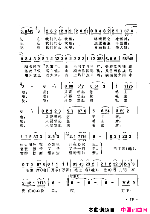 毛泽东赞歌：百首赞歌献给毛主席百年诞辰061_120简谱