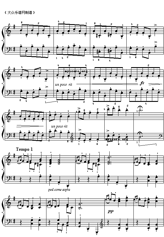 挪威格里格：老祖母的小步舞曲简谱