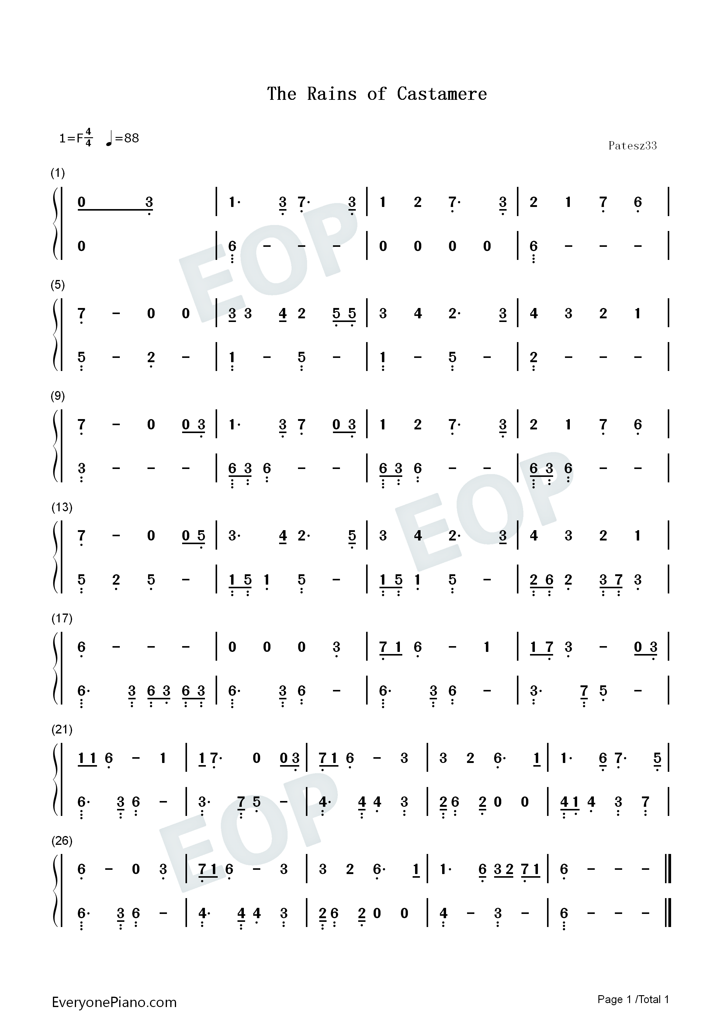The_Rains_of_Castamere钢琴简谱_Ramin_Djawadi演唱