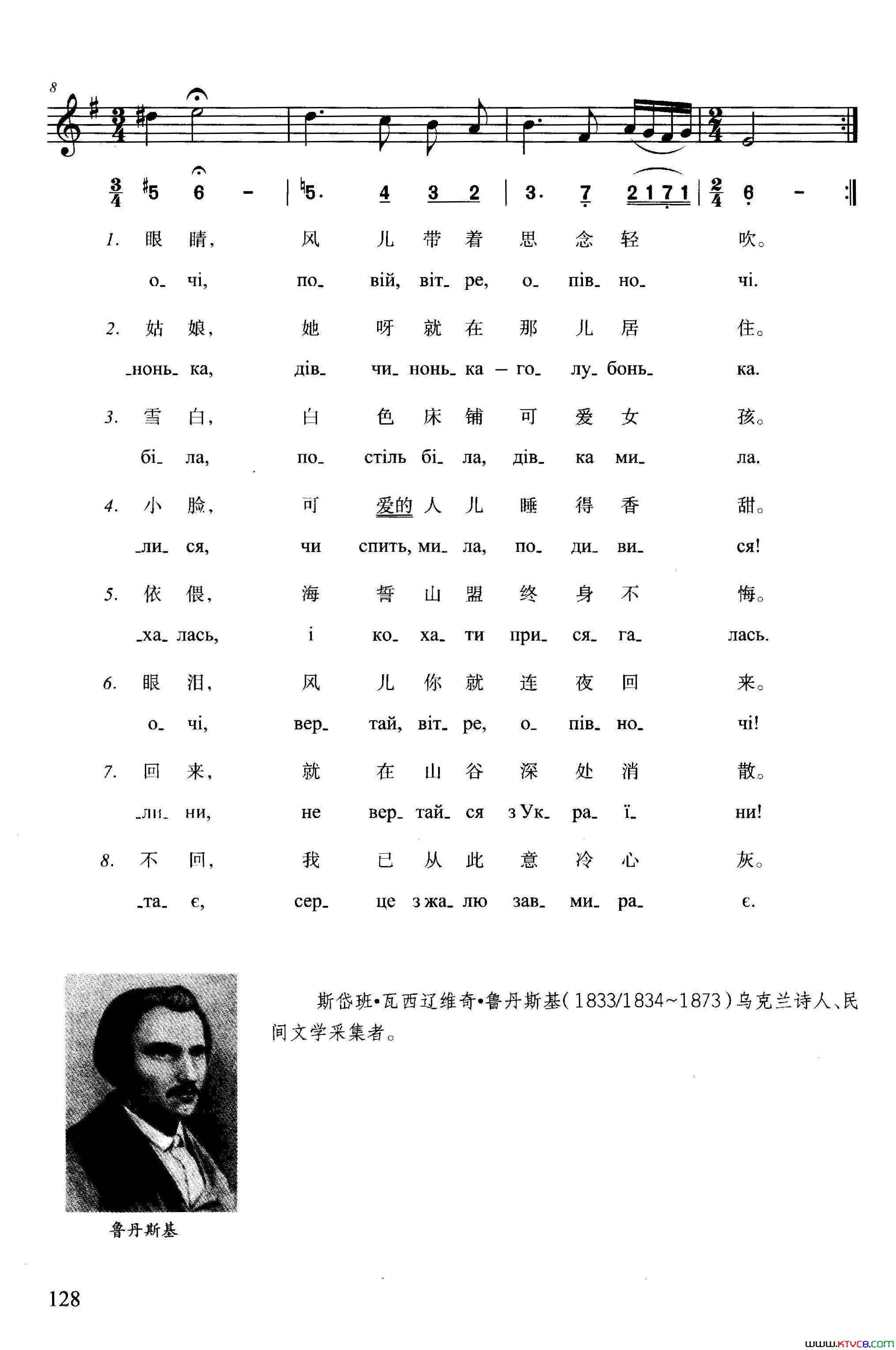 风儿吹向乌克兰简谱
