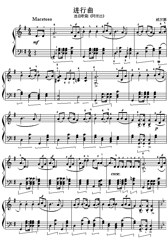 意威尔第歌剧“阿尼达”选曲：进行曲简谱