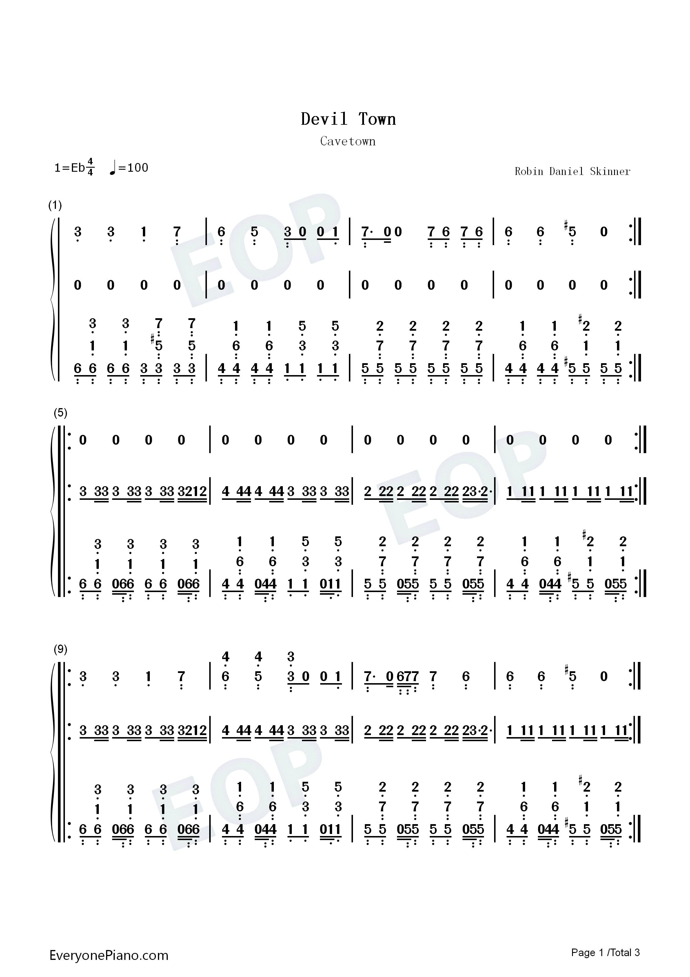 Devil_Town钢琴简谱_Cavetown演唱