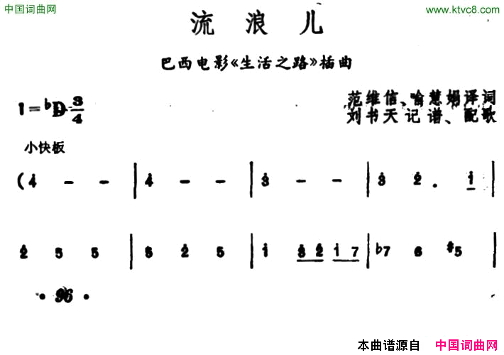 [巴西]流浪儿电影_生活之路_插曲简谱