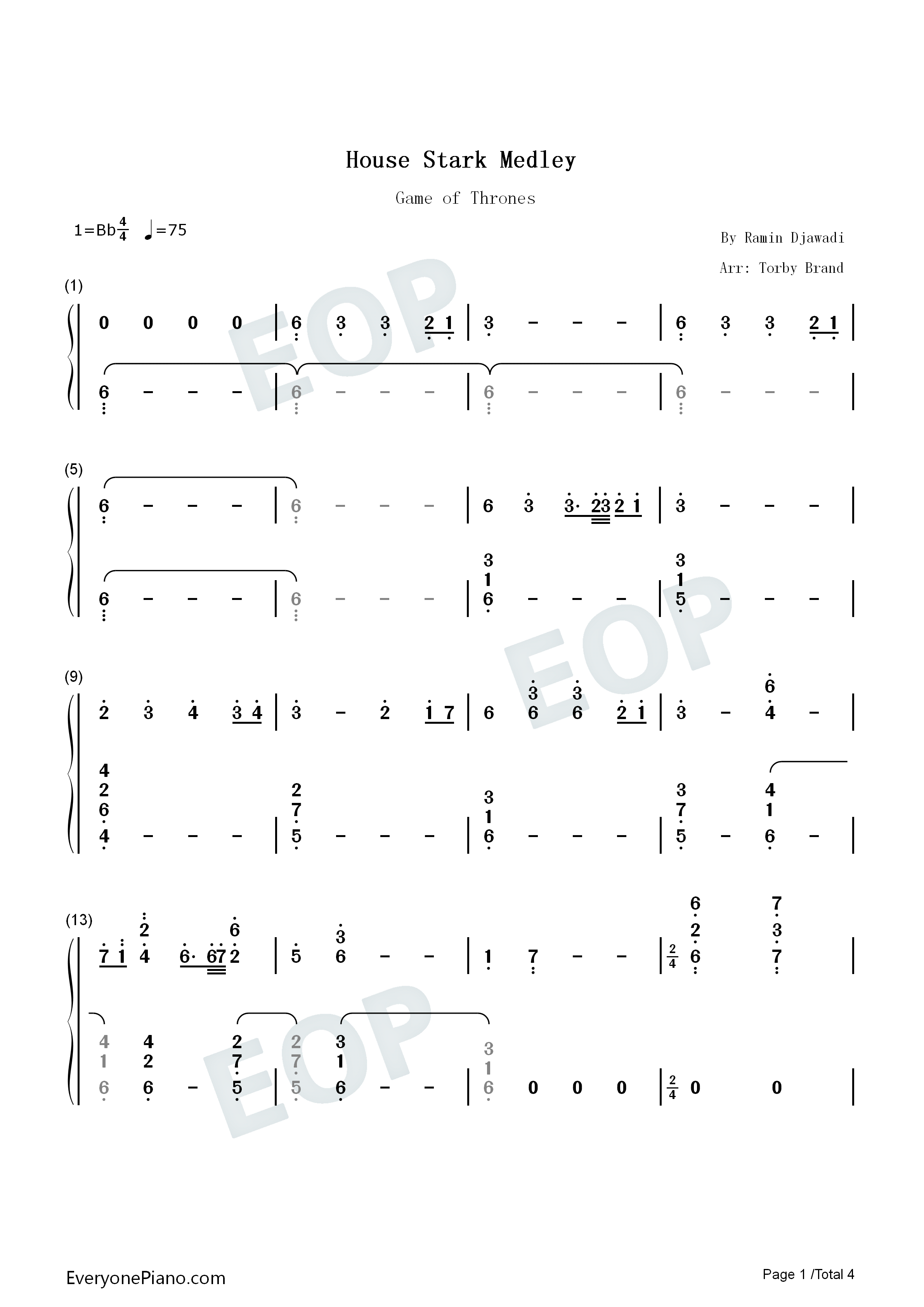 House_Stark_Medley钢琴简谱_Ramin_Djawadi演唱