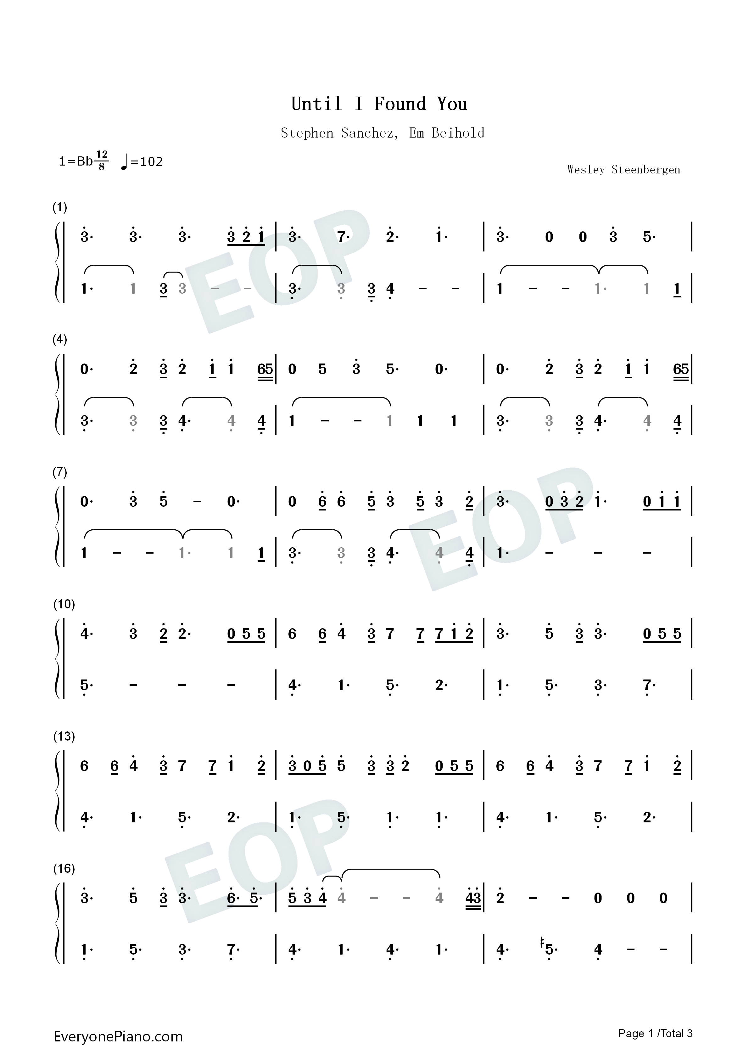 Until_I_Found_You钢琴简谱_Stephen_Sanchez_Em_Beihold演唱