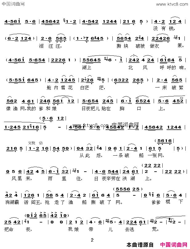 看天下的劳苦人民都解放歌剧_洪湖赤卫队_选段简谱