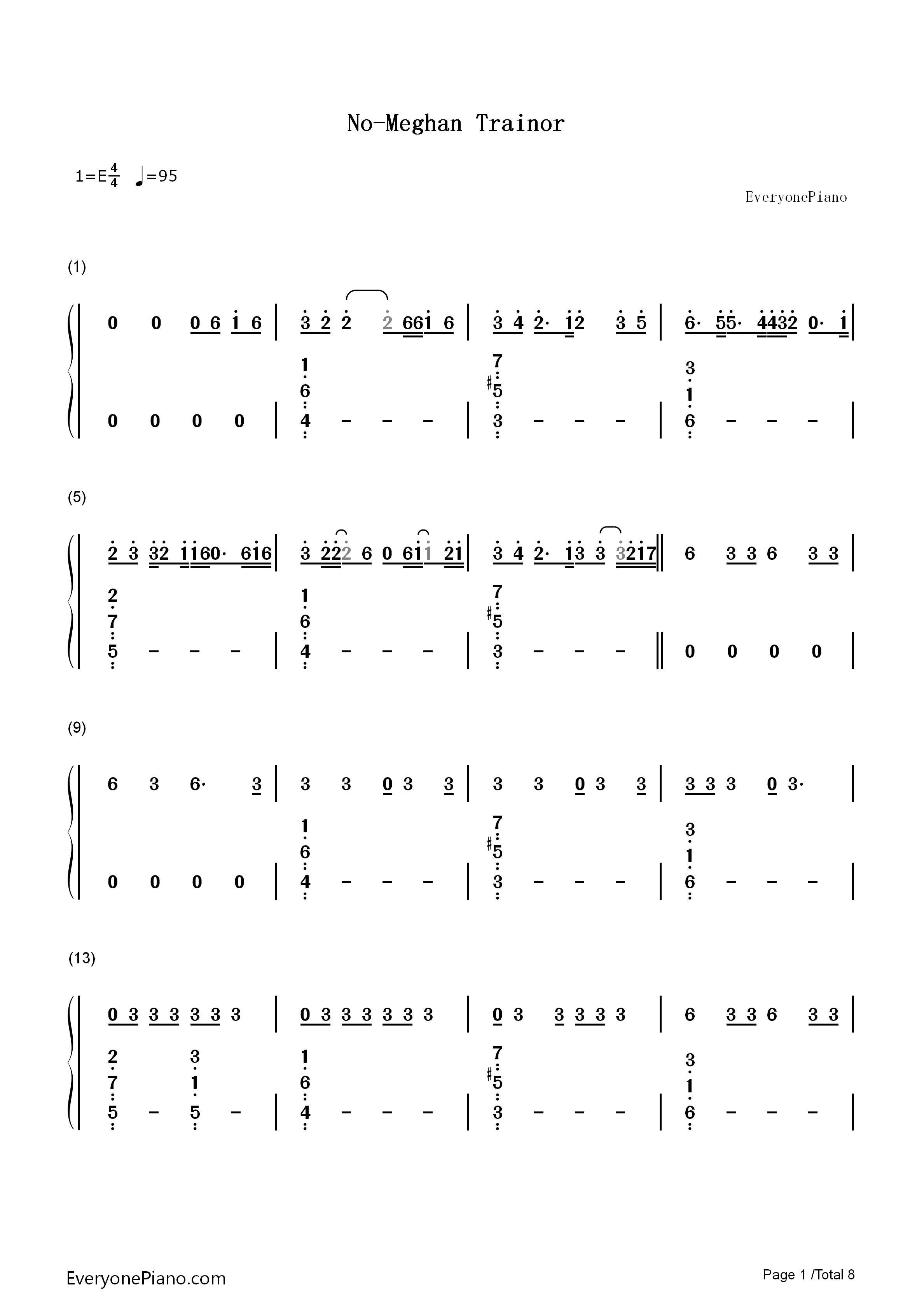 No钢琴简谱_Meghan_Trainor演唱