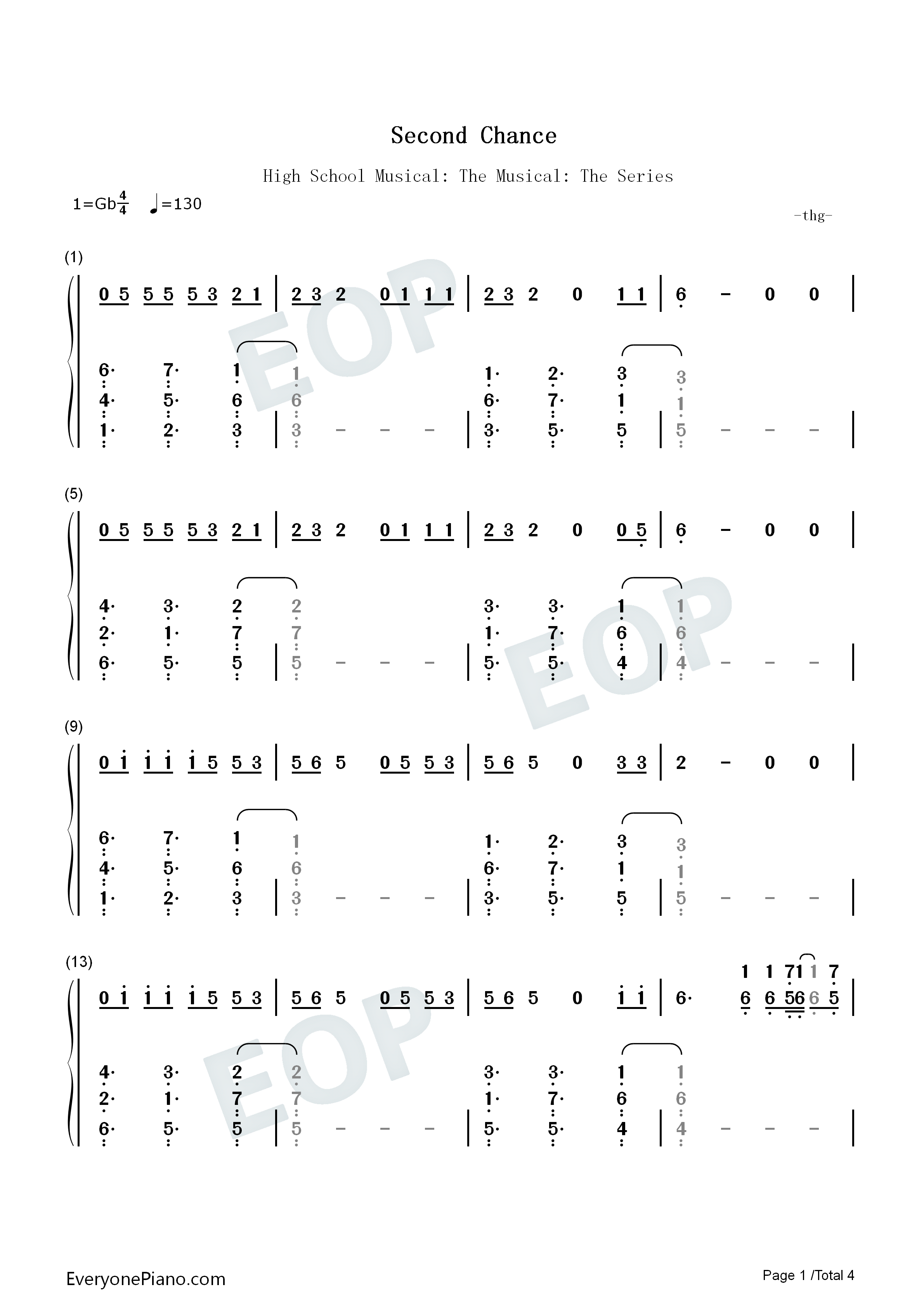 Second_Chance钢琴简谱_Mitch_Allan_Chantry_Johnson_Michelle_Zarlenga演唱