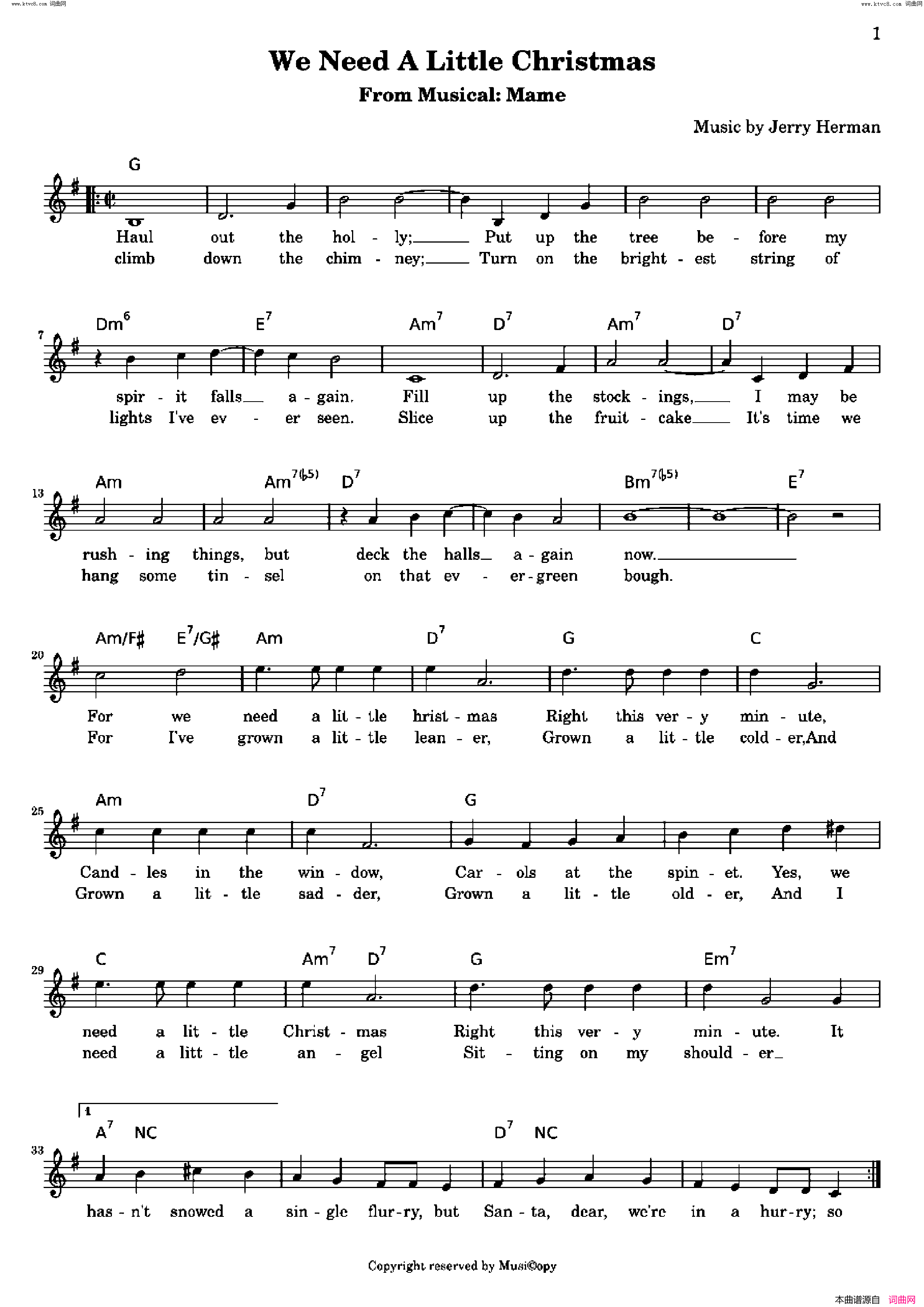 We_Need_A_Little_Christmas歌曲_人声伴奏简谱