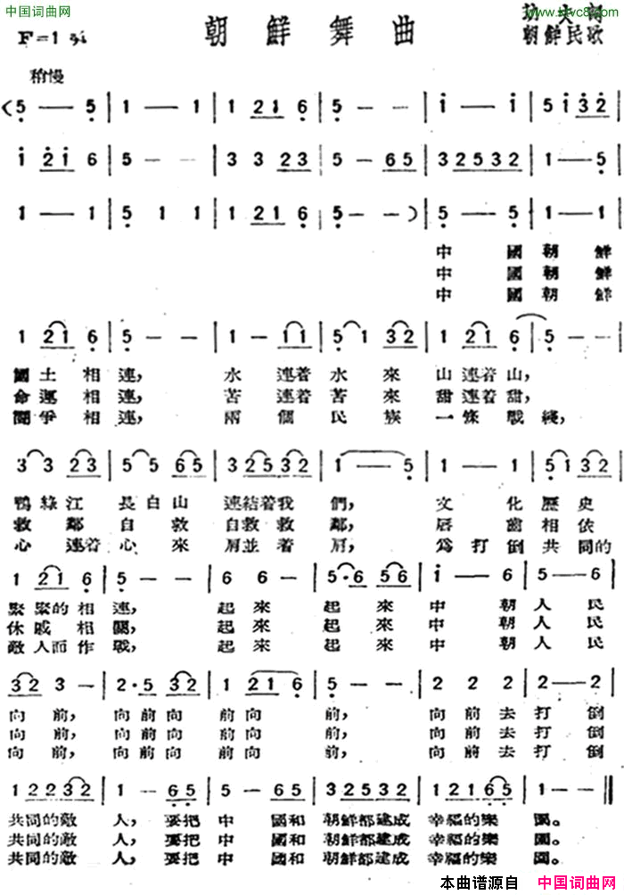 朝鲜舞曲歌剧_星星之火_选曲简谱