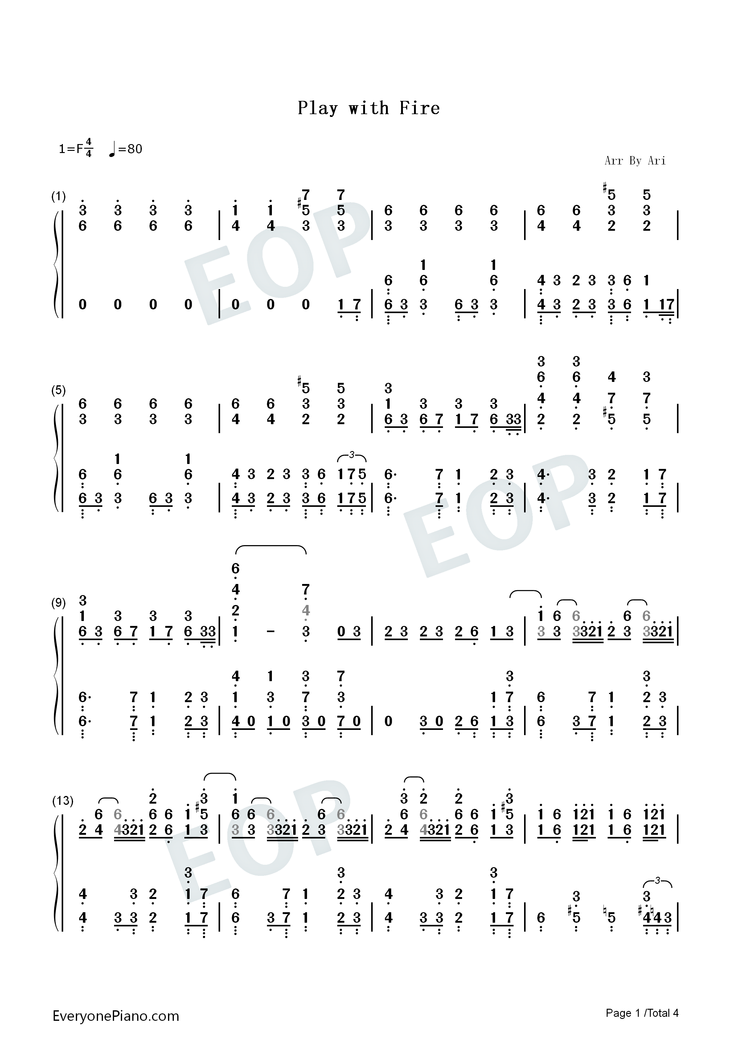 Play_with_Fire钢琴简谱_Sam_Tinnesz演唱
