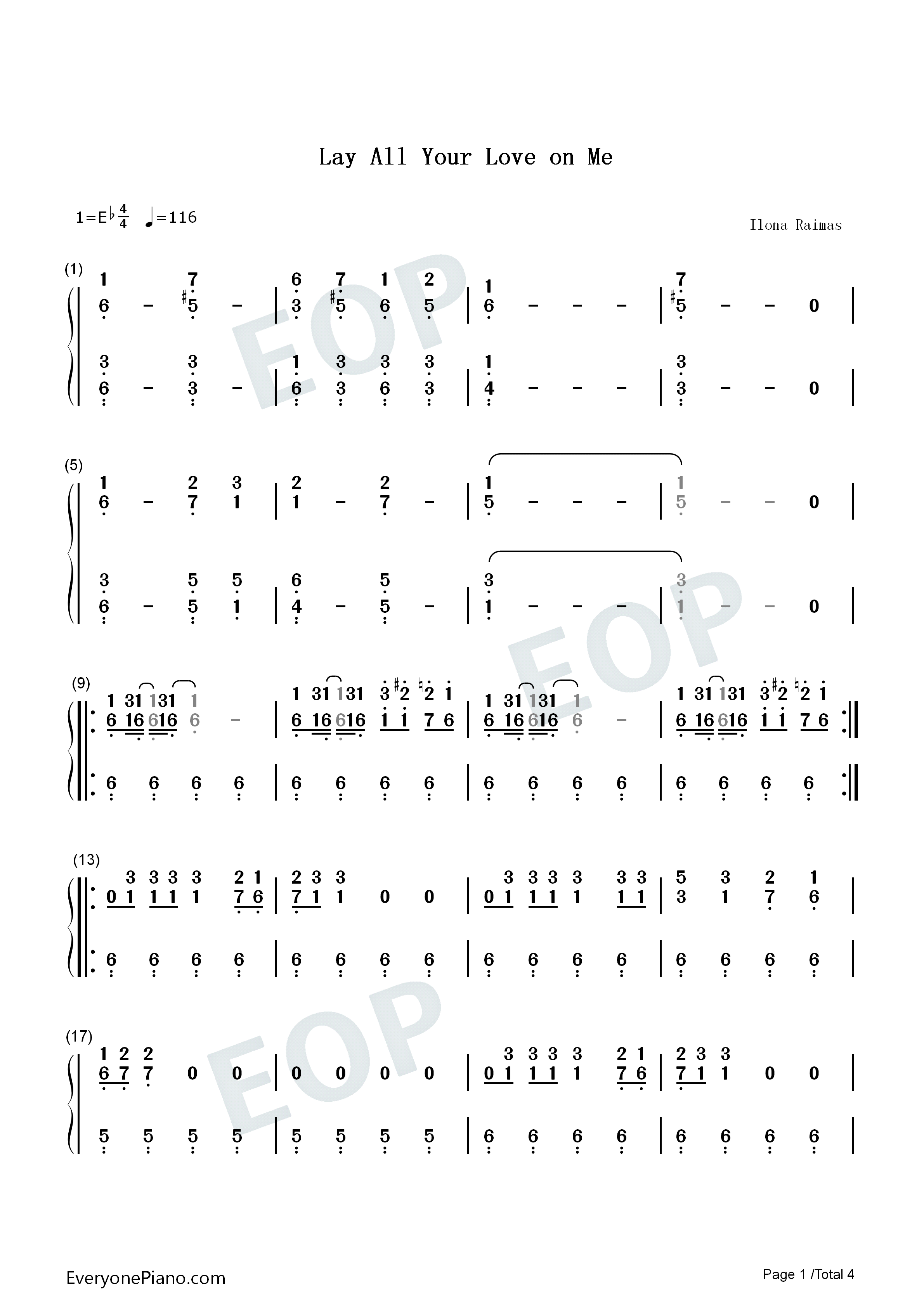 Lay_All_Your_Love_on_Me钢琴简谱_ABBA演唱