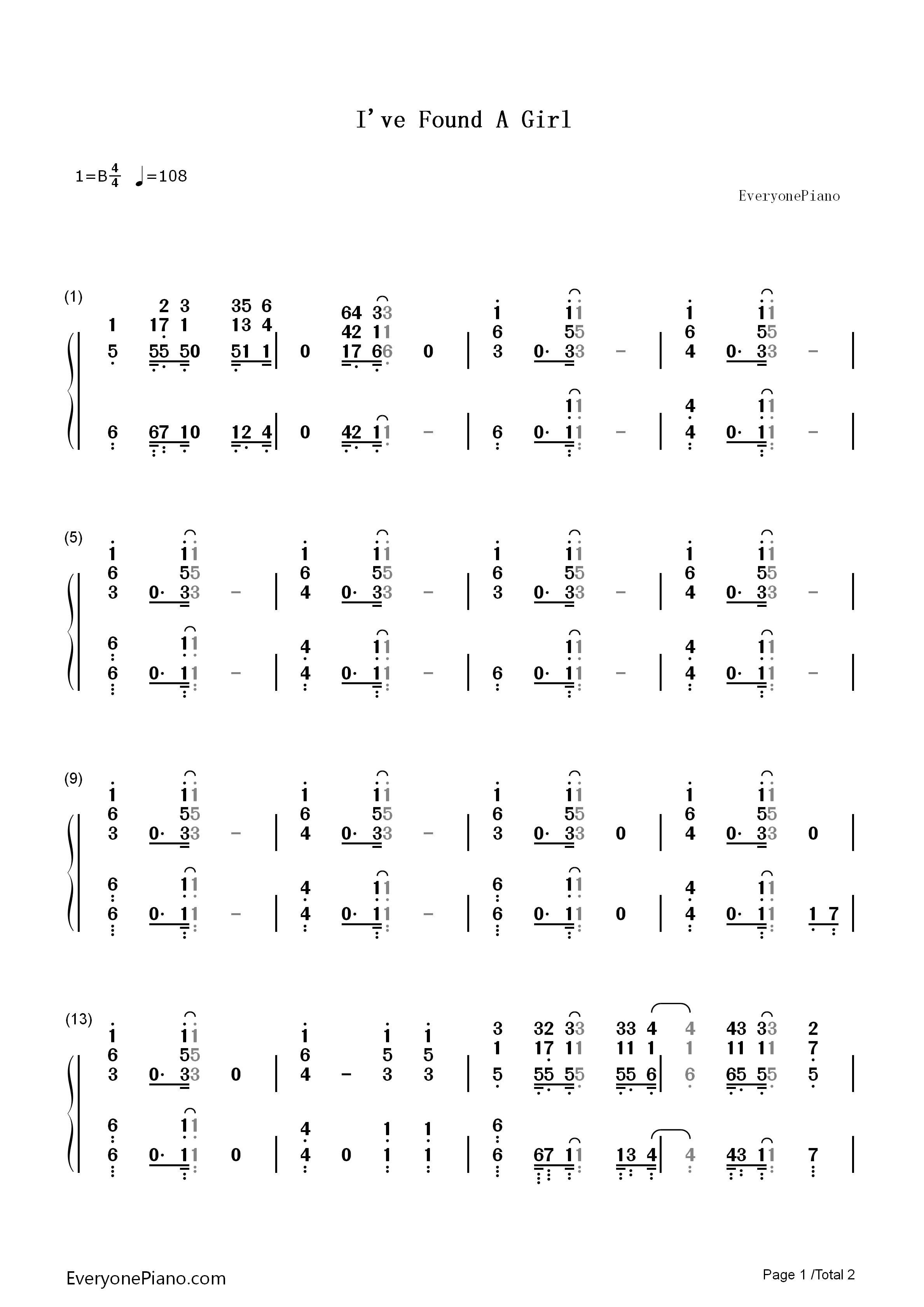 I_Found_A_Girl钢琴简谱_The_Vamps演唱