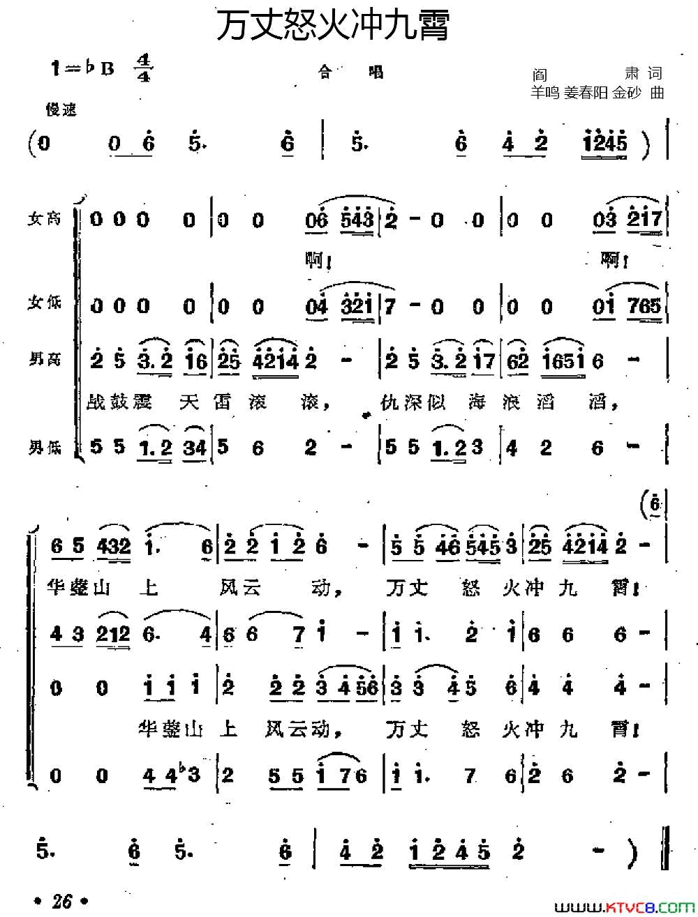 万丈怒火冲九霄歌剧_江姐_选曲简谱