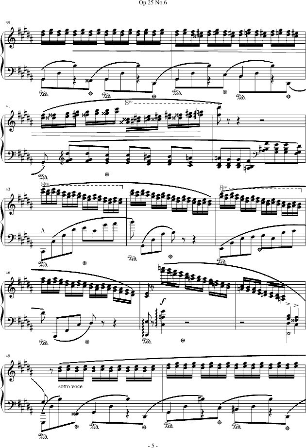 肖邦练习曲Op.25No.6简谱_肖邦演唱
