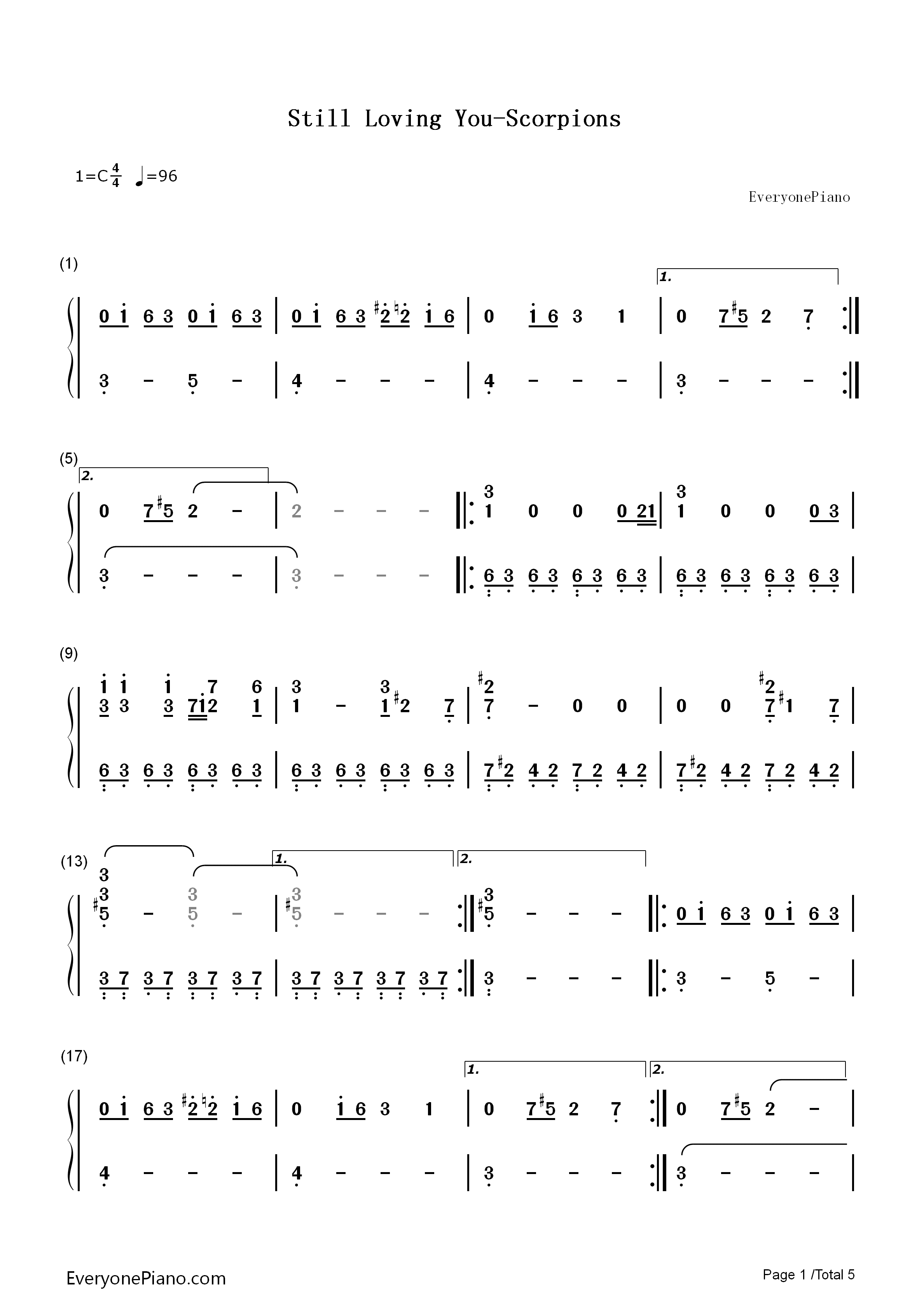 Still_Loving_You钢琴简谱_Scorpions演唱