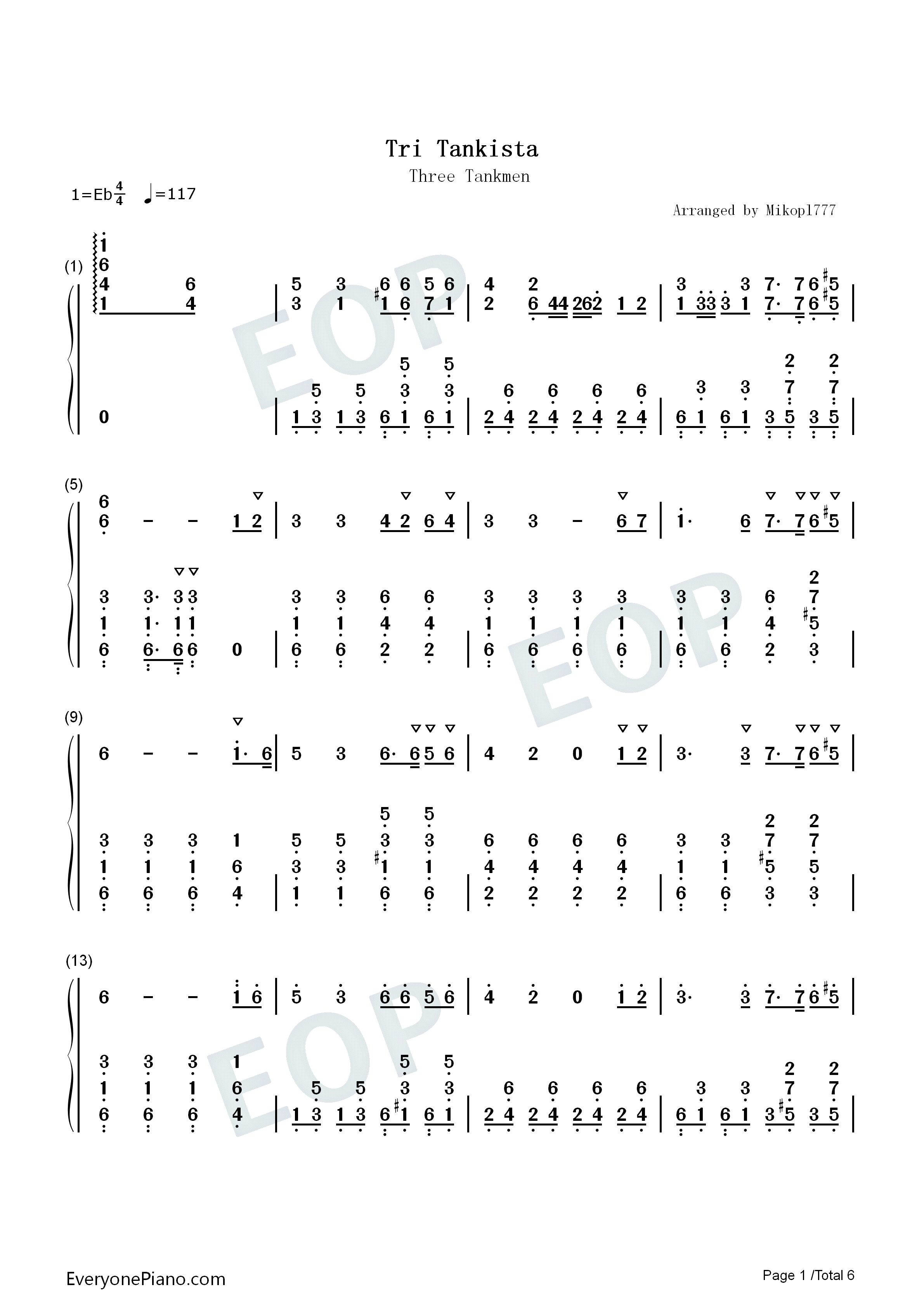 苏联坦克兵进行曲钢琴简谱_Pokrass_brothers演唱