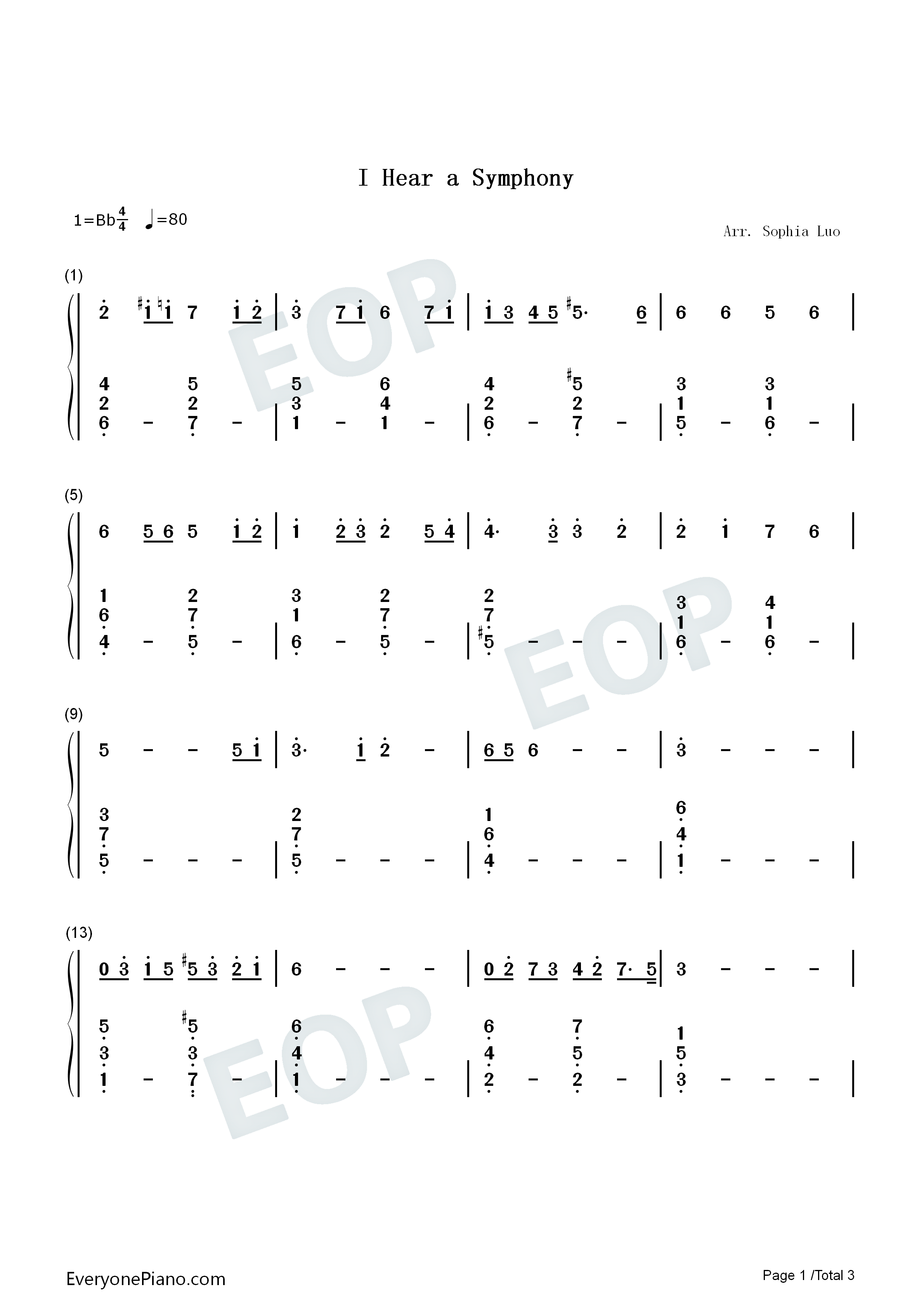 I_Hear_a_Symphony钢琴简谱_Cody_Fry演唱