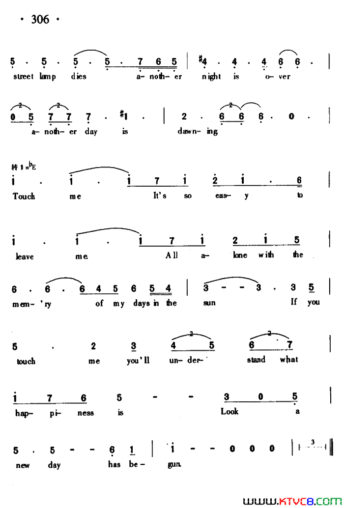 Memory回忆fromCatsMemory回忆from_Cats简谱_Sarah演唱_TREVOR_NUNN_after_T·S·ELIOT/ANDREW_LLOYD_WEBBER词曲